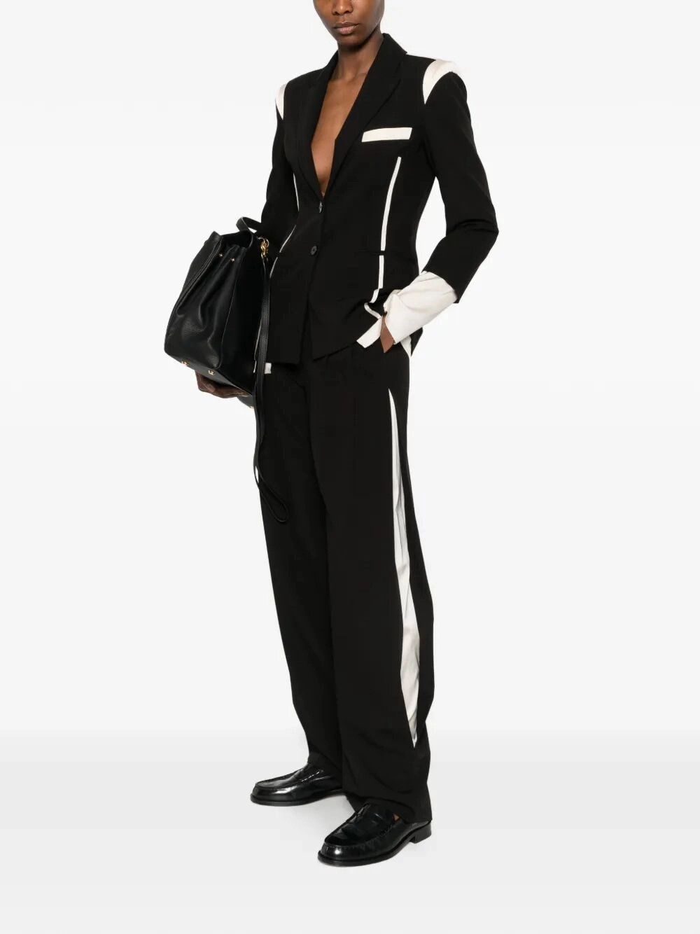 Patrizia Pepe Palazzo Pants with Satin Inserts Size 32" / US 10 / IT 46 - 2 Thumbnail