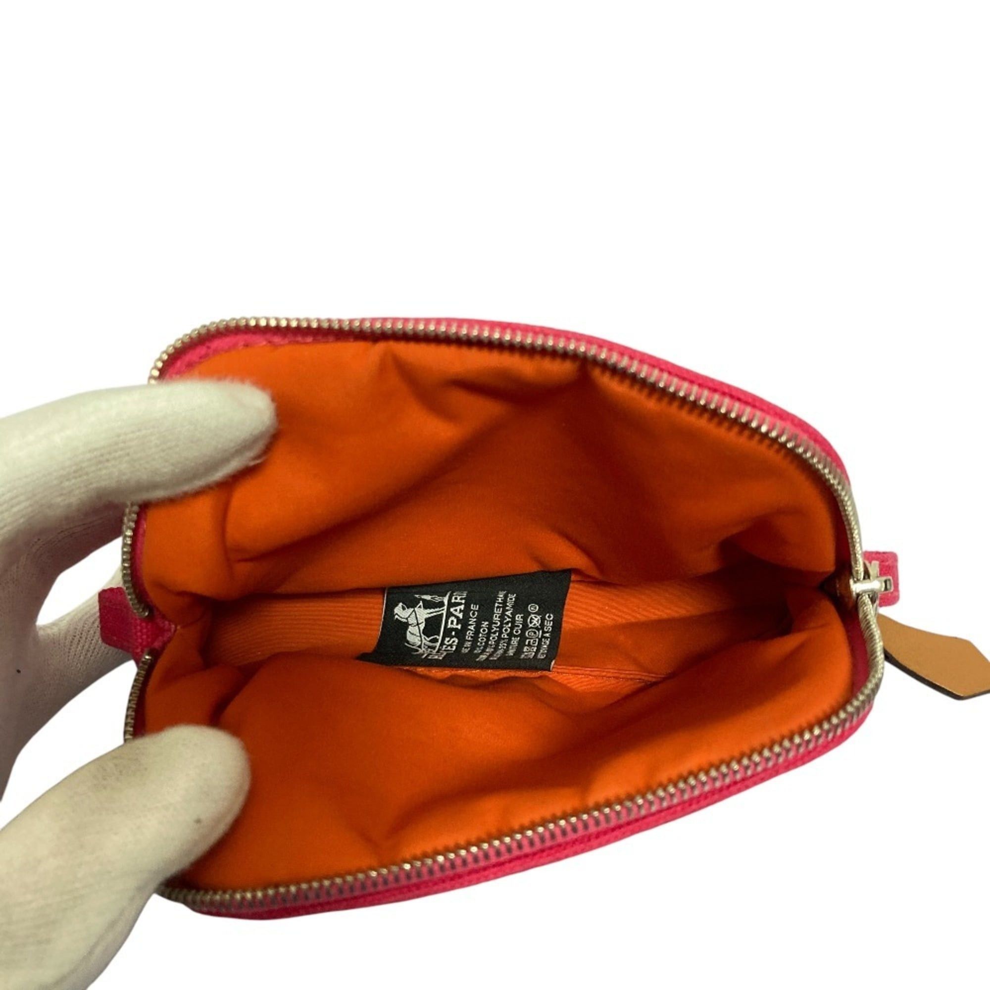 Hermes HERMES Bolide Mini Canvas Pouch, Hibiscus Pink, Women's Size ONE SIZE - 6 Thumbnail