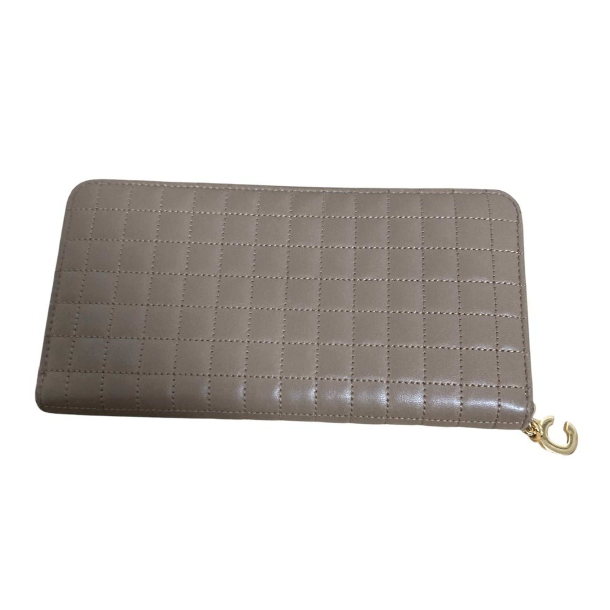 Celine CELINE C Charm Quilted Round Zip Long Wallet Beige Women's Size ONE SIZE - 2 Thumbnail