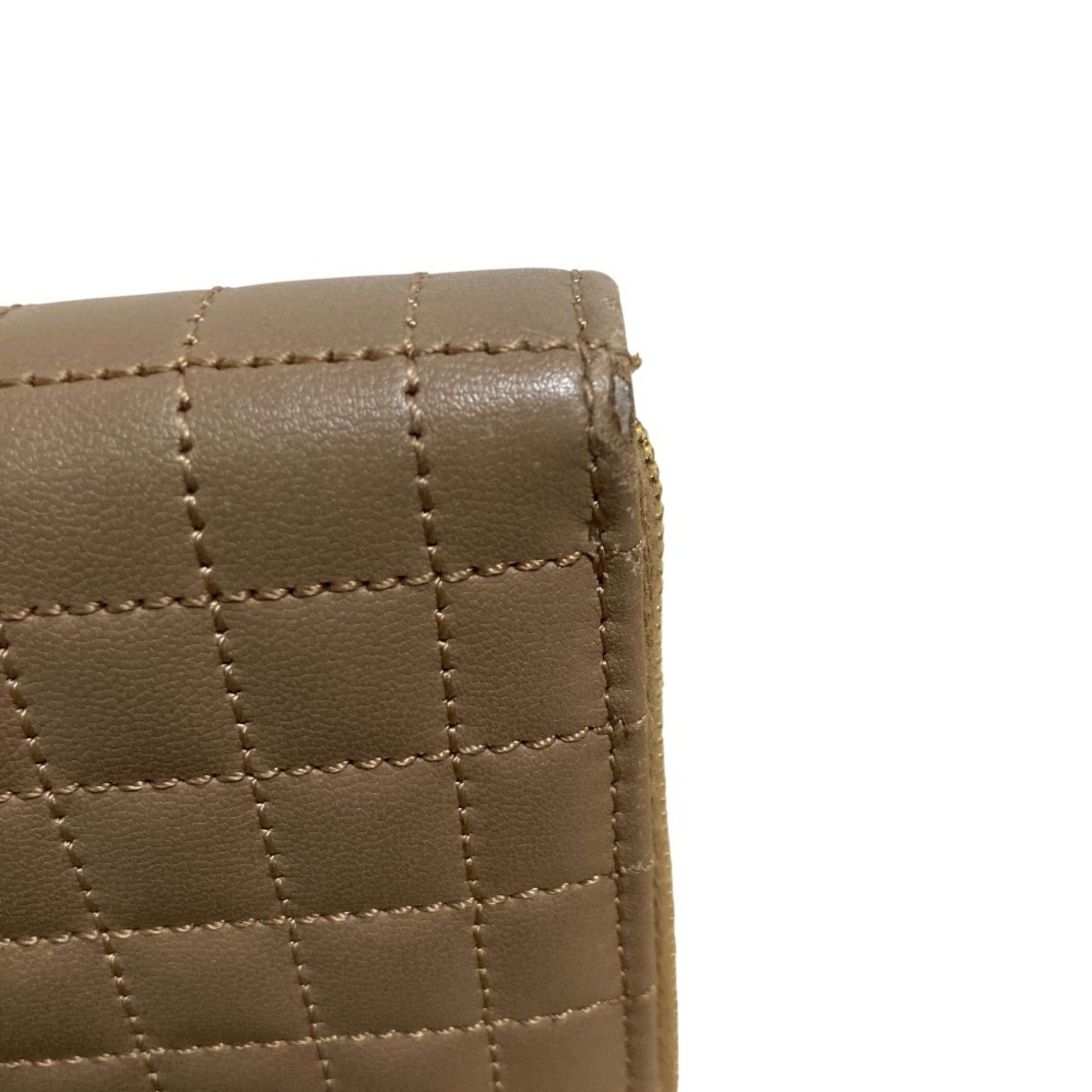 Celine CELINE C Charm Quilted Round Zip Long Wallet Beige Women's Size ONE SIZE - 11 Thumbnail