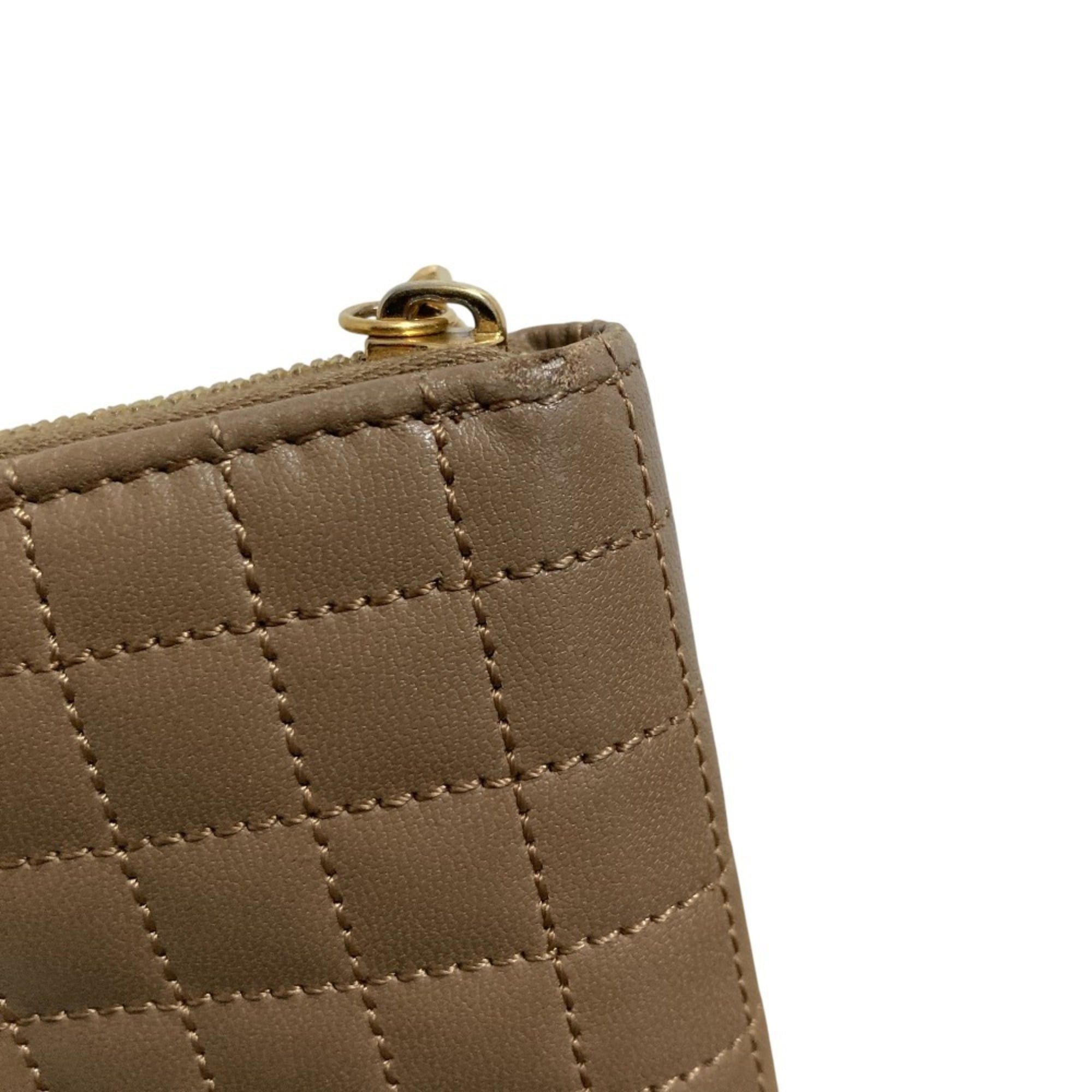 Celine CELINE C Charm Quilted Round Zip Long Wallet Beige Women's Size ONE SIZE - 10 Thumbnail
