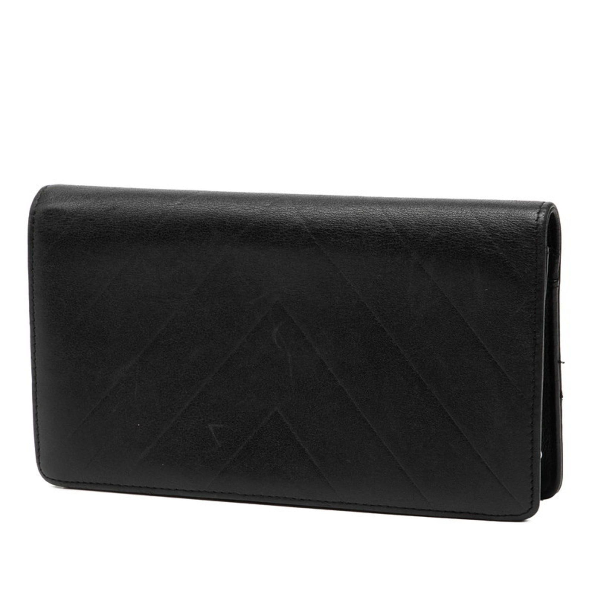 Chanel Chanel V-stitch Coco Mark bifold long wallet in black lambskin for women. Size ONE SIZE - 2 Thumbnail