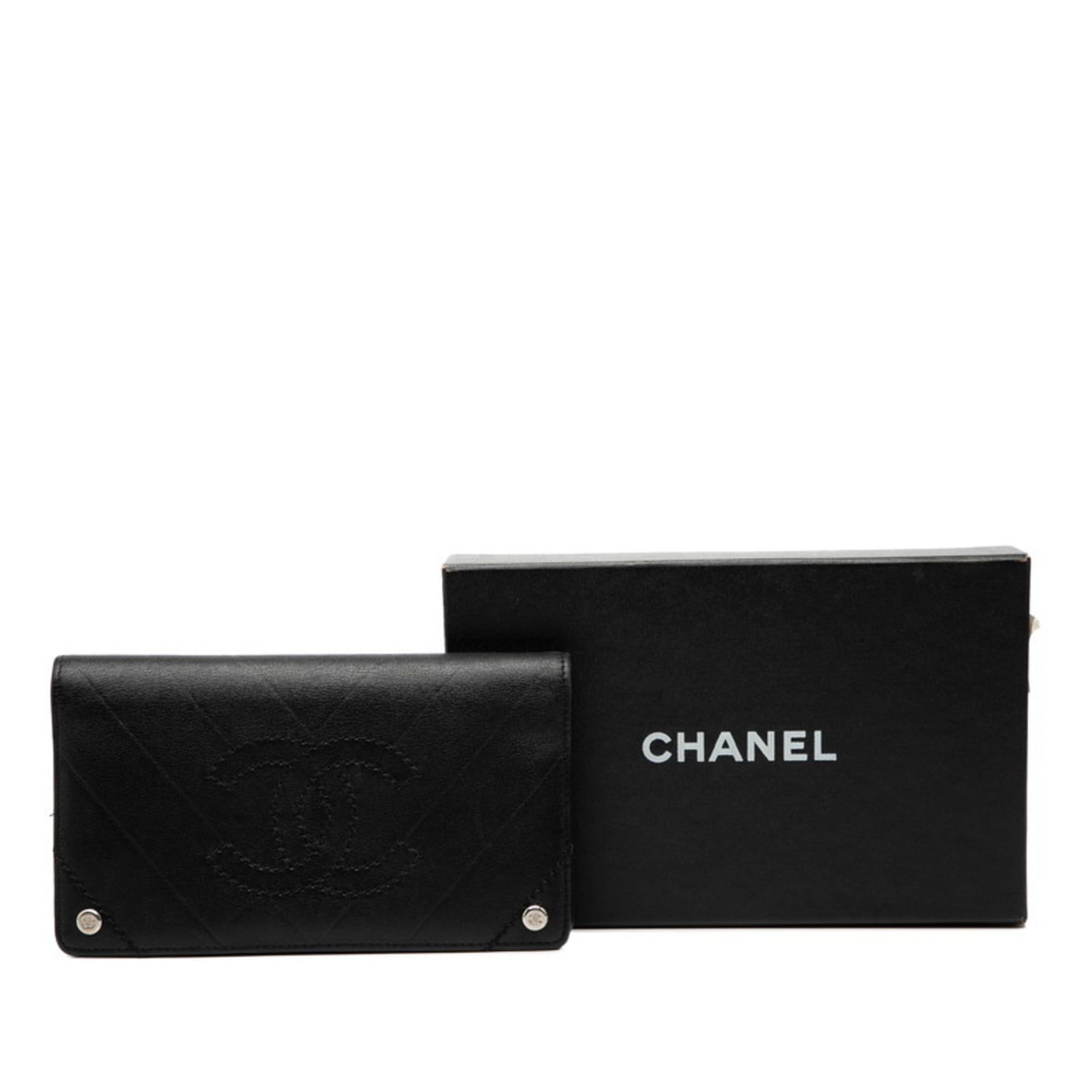 Chanel Chanel V-stitch Coco Mark bifold long wallet in black lambskin for women. Size ONE SIZE - 7 Thumbnail