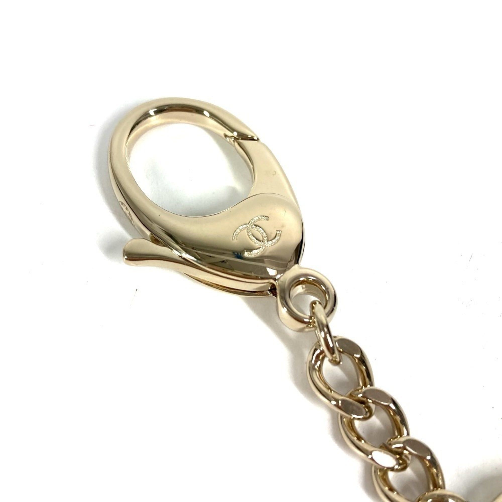 Chanel CHANEL ABG045 B25A Heart CC Coco Mark Logo Faux Pearl Rhinestone Bag Charm Chain Keychain Metal Women's Gold Like New Size ONE SIZE - 6 Thumbnail