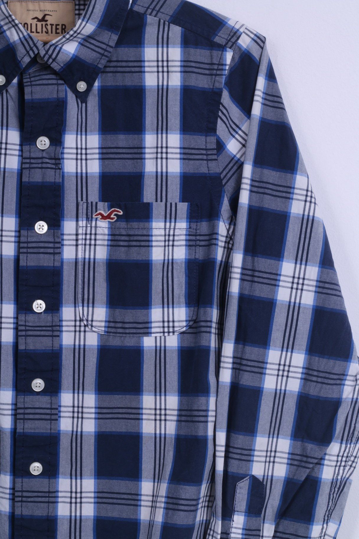 Hollister Hollister Mens S Casual Shirt Check Blue Long Sleeve Cotton Button Down Collar 3104 Size US S / EU 44-46 / 1 - 3 Thumbnail