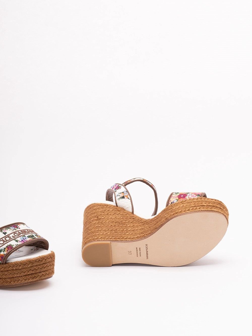 Dolce & Gabbana Wedge Sandals with Majolica Embroidery Size US 7 / IT 37 - 4 Thumbnail