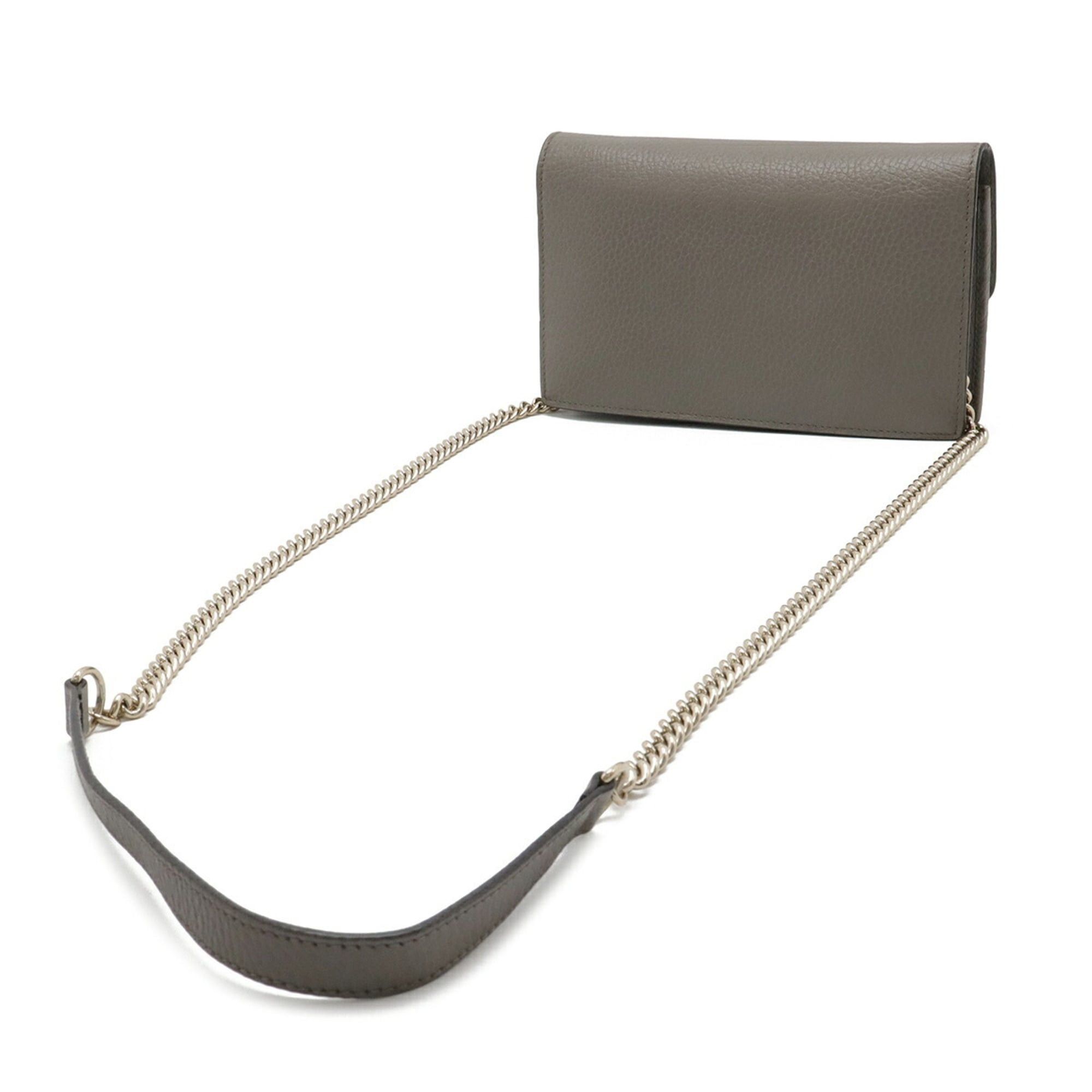 Gucci GUCCI Interlocking G Wallet, Chain Shoulder Bag, Clutch Long Leather, Gray, 510314 Size ONE SIZE - 3 Thumbnail