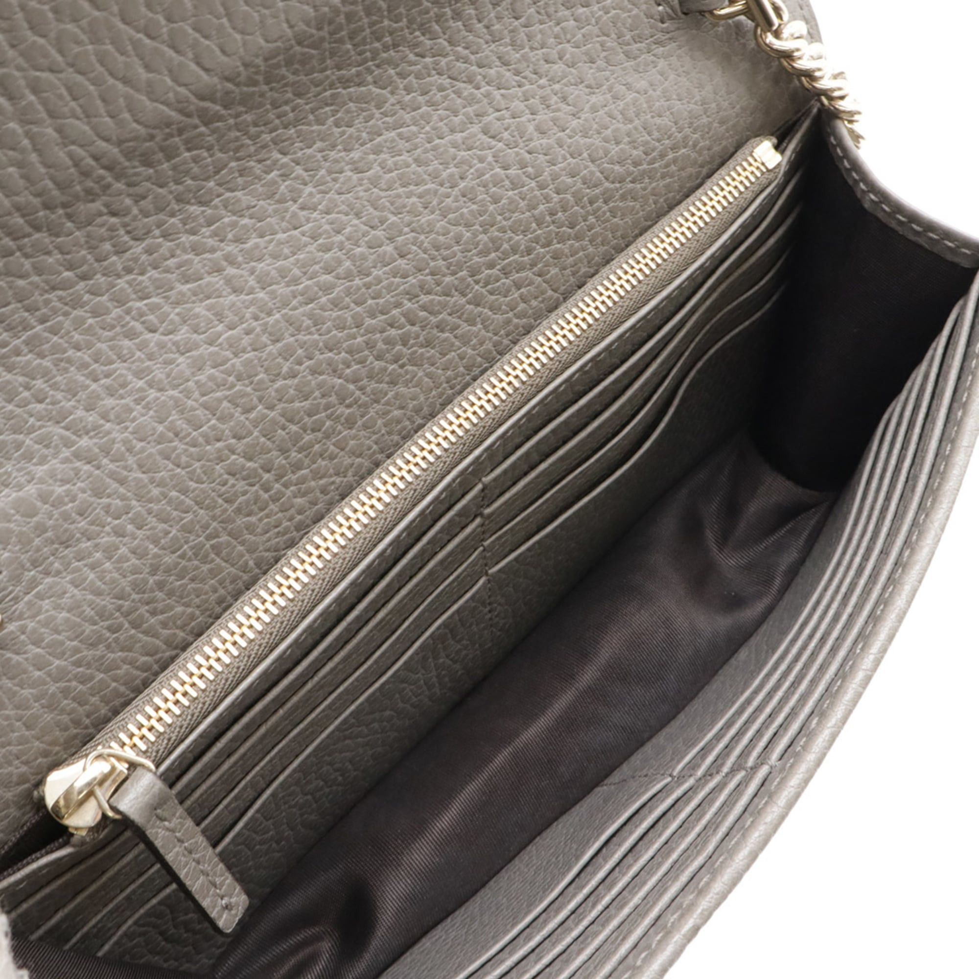 Gucci GUCCI Interlocking G Wallet, Chain Shoulder Bag, Clutch Long Leather, Gray, 510314 Size ONE SIZE - 7 Thumbnail