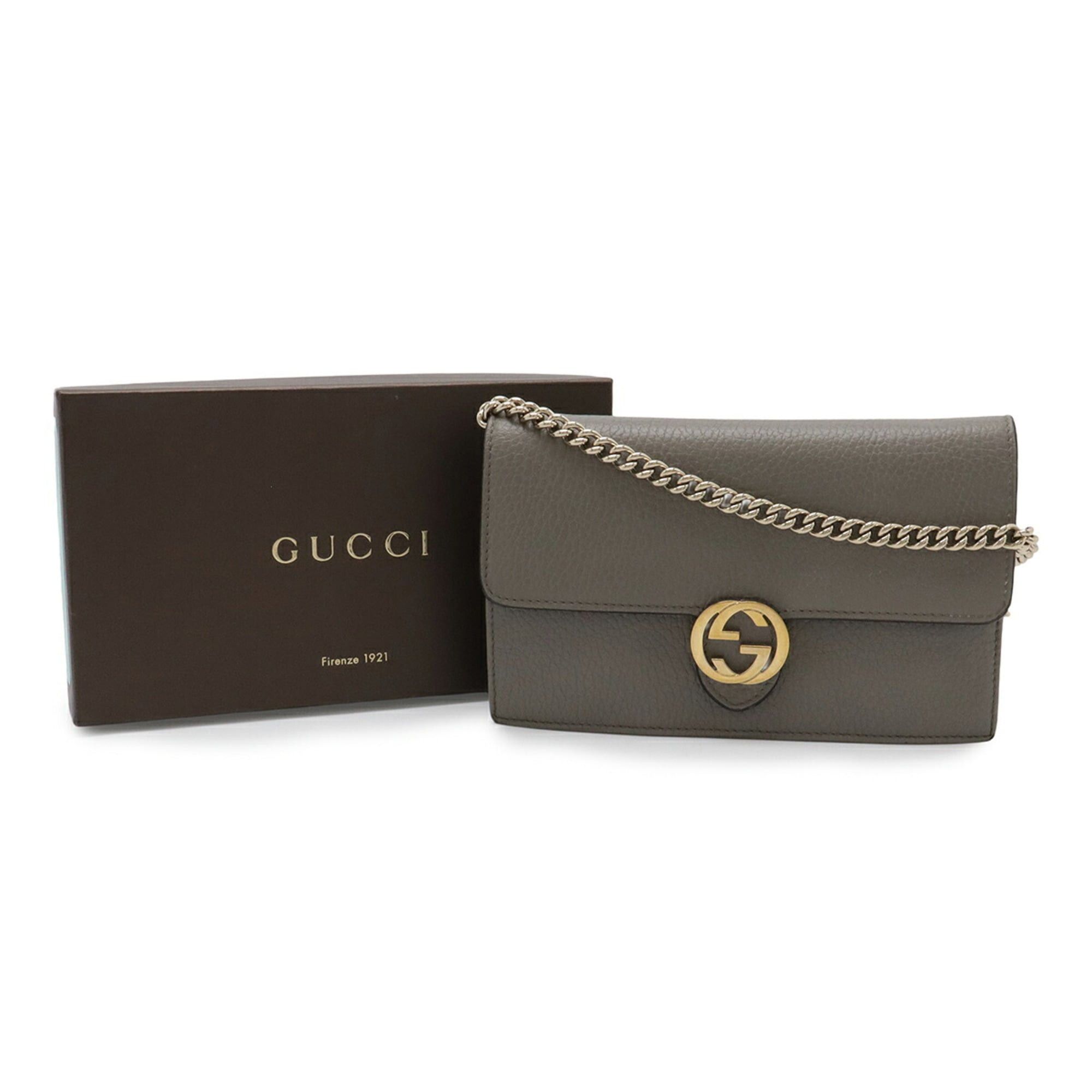 Gucci GUCCI Interlocking G Wallet, Chain Shoulder Bag, Clutch Long Leather, Gray, 510314 Size ONE SIZE - 9 Thumbnail