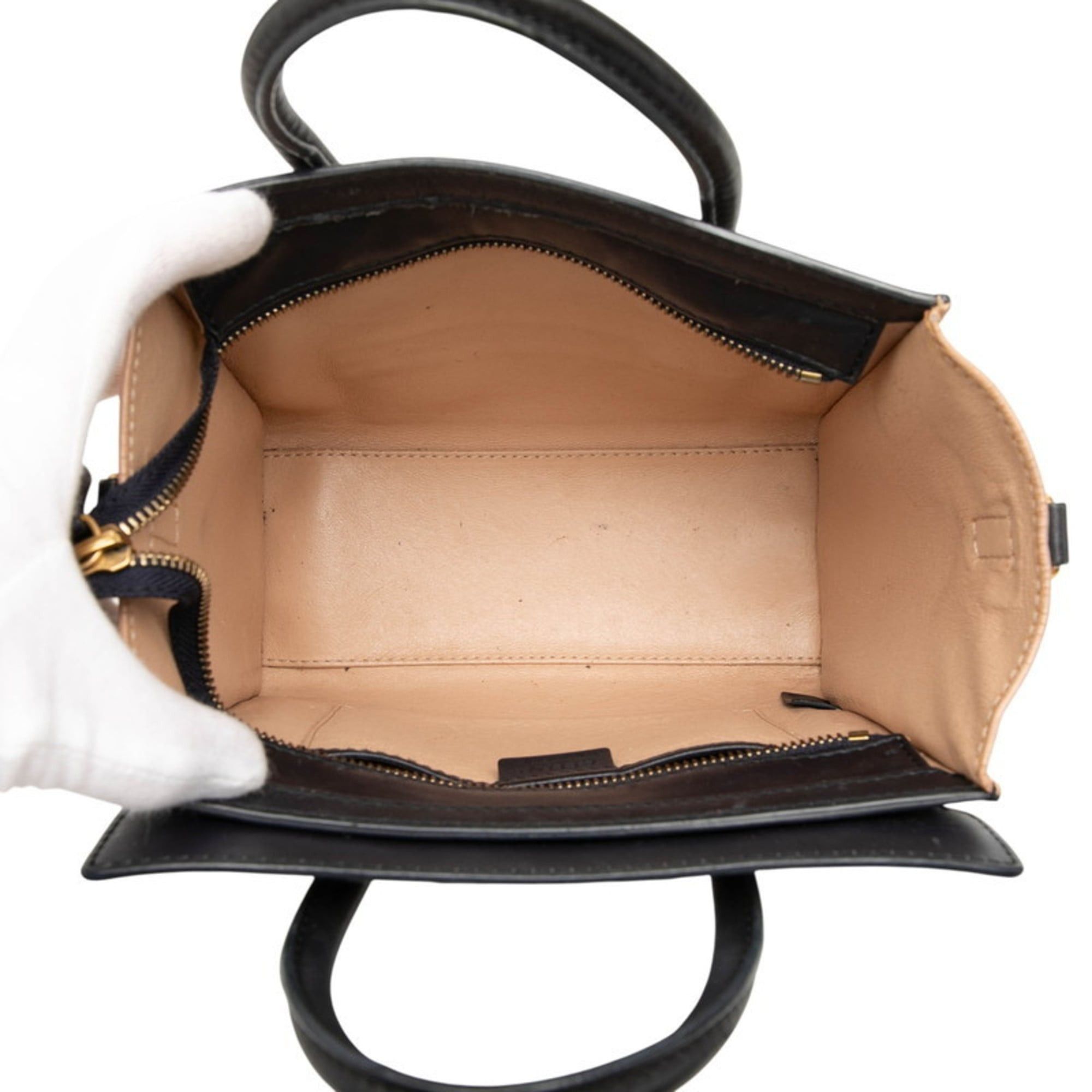 Celine Celine Luggage Nano Shopper Tricolor Handbag/Shoulder Bag, 2-Way, Brown and Multicolor Leather, Women's, CELINE Size ONE SIZE - 4 Thumbnail