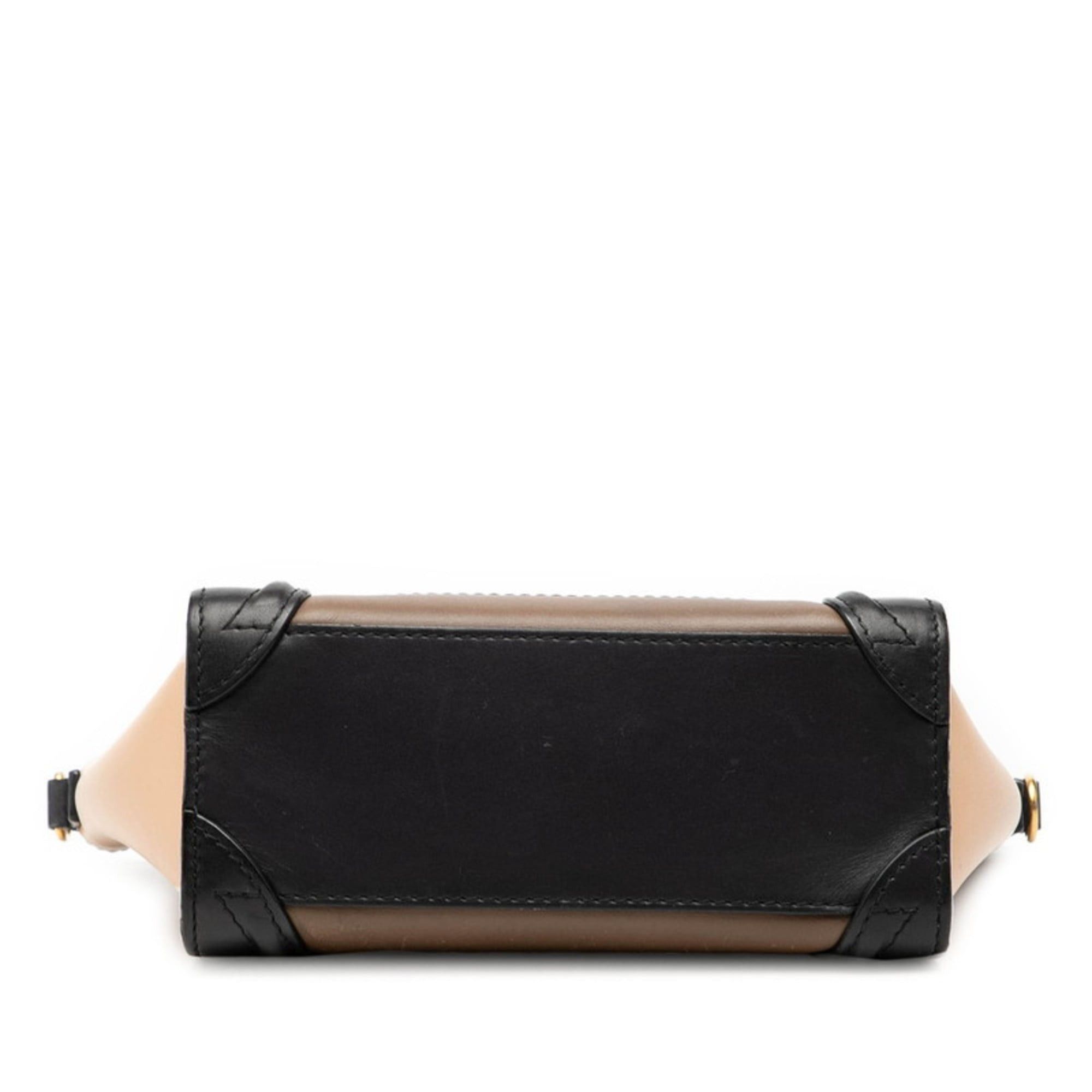 Celine Celine Luggage Nano Shopper Tricolor Handbag/Shoulder Bag, 2-Way, Brown and Multicolor Leather, Women's, CELINE Size ONE SIZE - 3 Thumbnail