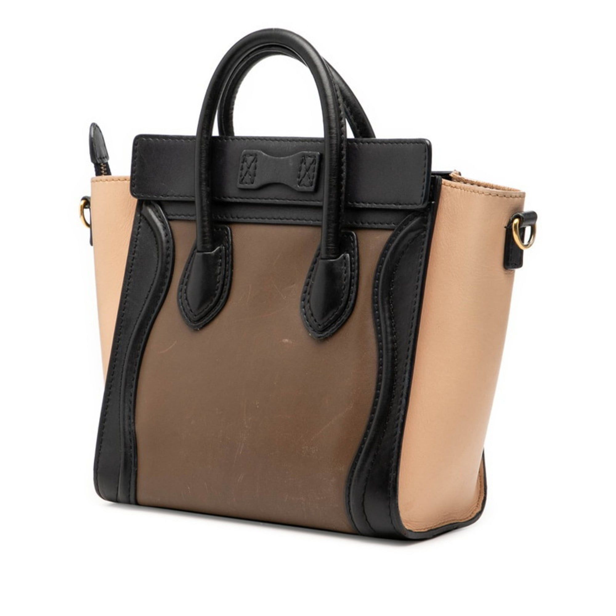 Celine Celine Luggage Nano Shopper Tricolor Handbag/Shoulder Bag, 2-Way, Brown and Multicolor Leather, Women's, CELINE Size ONE SIZE - 2 Thumbnail