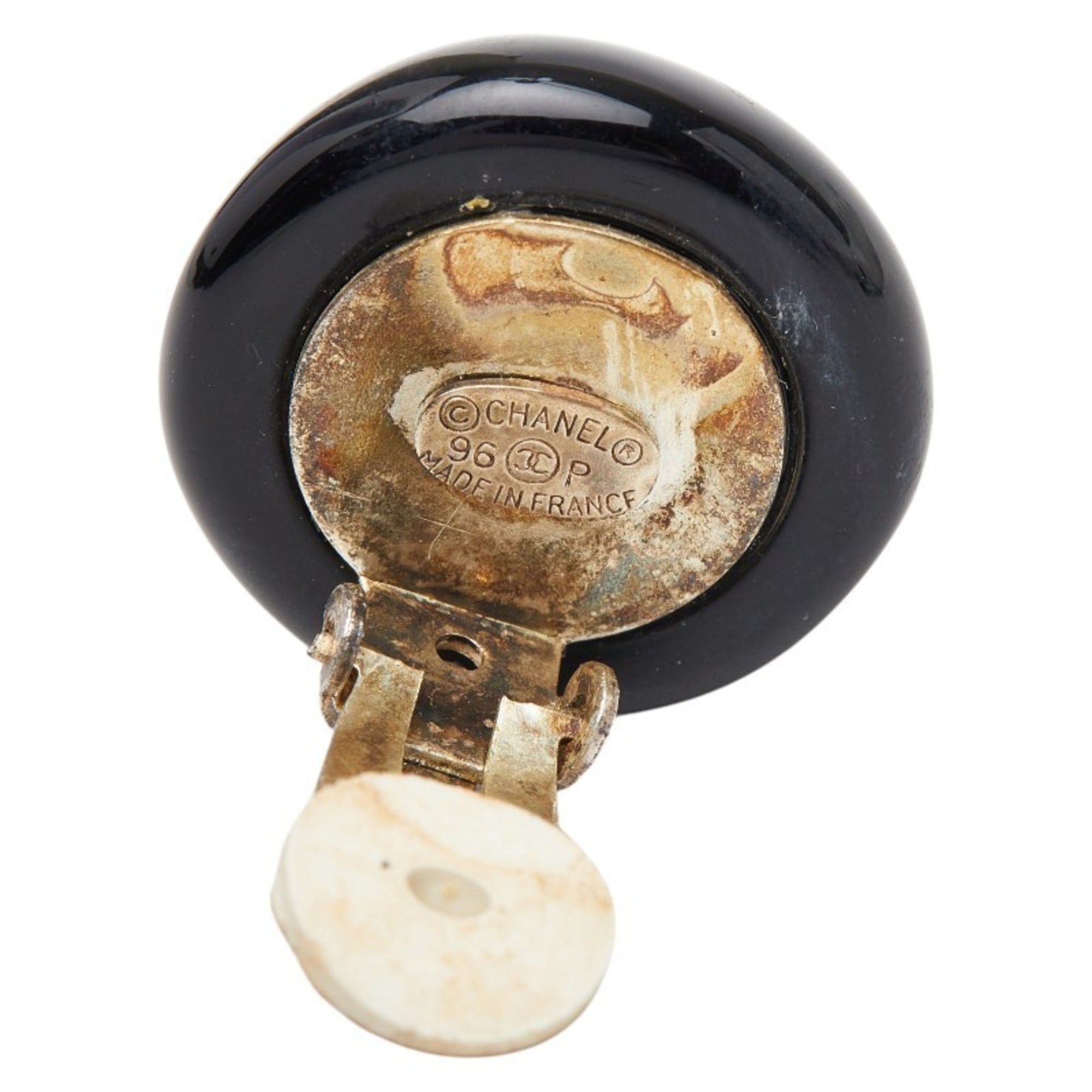 Chanel CHANEL Coco Mark Vintage Earrings in Black Gold Enamel and Plated for Women Size ONE SIZE - 4 Thumbnail