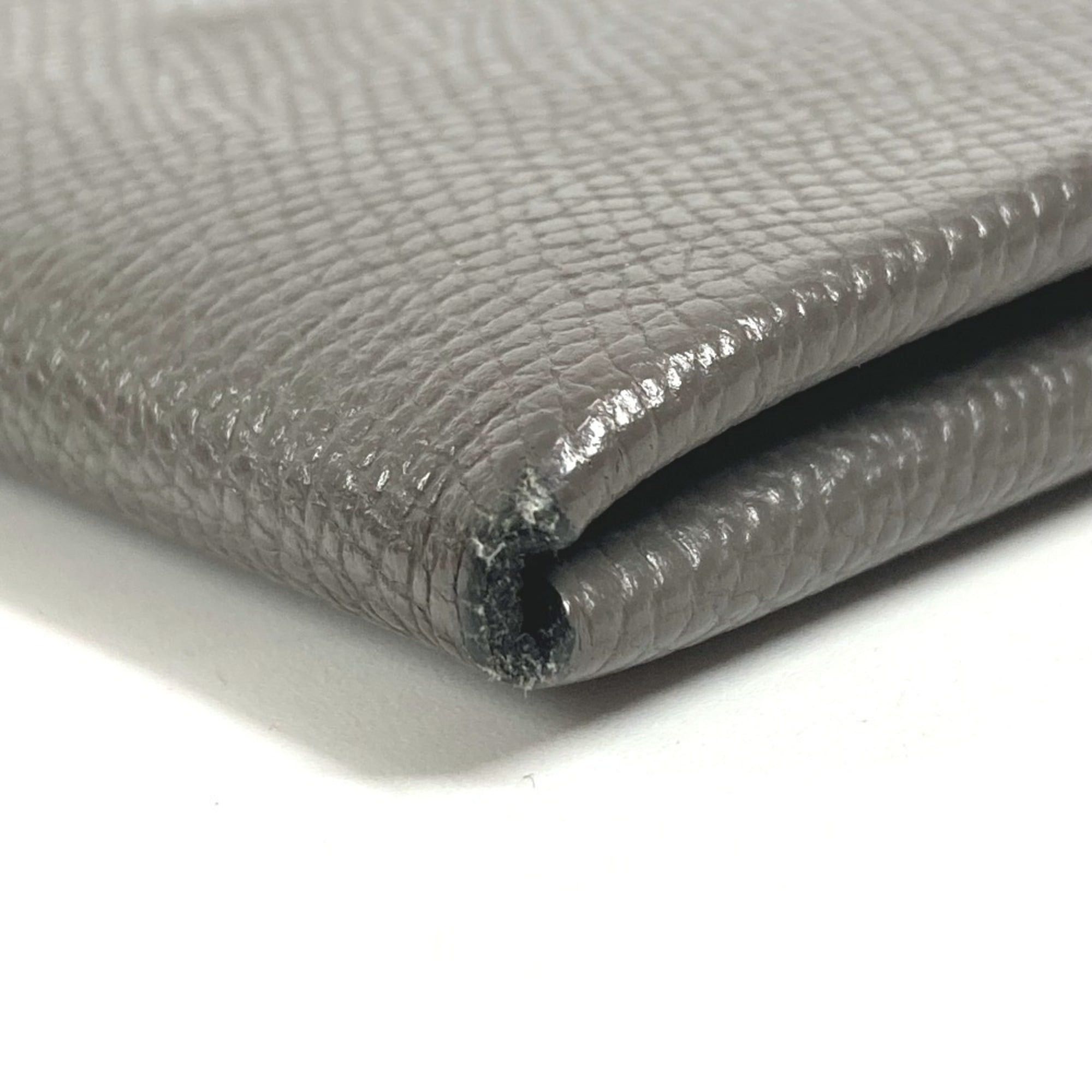 Hermes HERMES Calvi Duo Business Card Case, Pass Coin Purse, Bifold Wallet, Chevre, Men's and Women's, Etain, Gray Size ONE SIZE - 7 Thumbnail