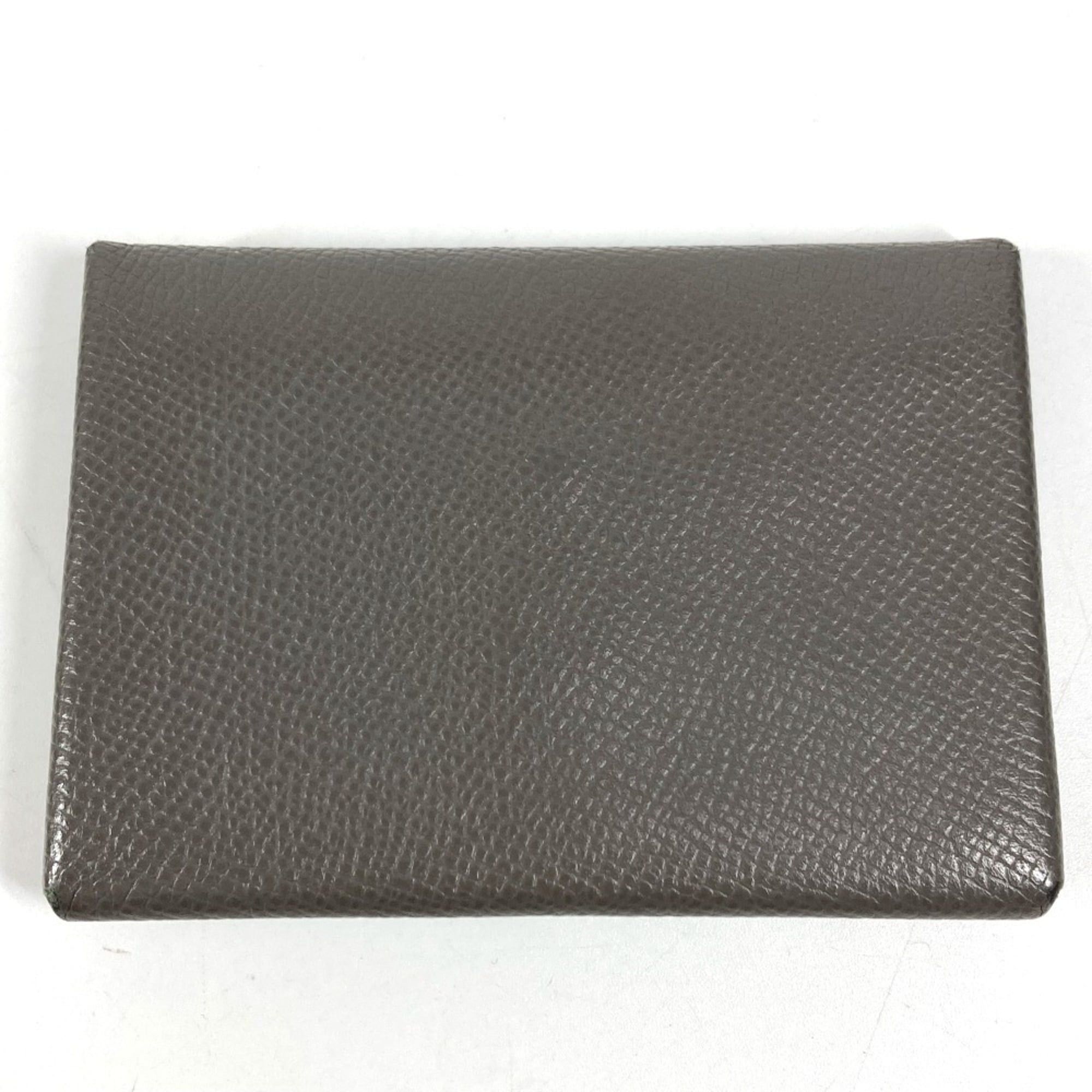 Hermes HERMES Calvi Duo Business Card Case, Pass Coin Purse, Bifold Wallet, Chevre, Men's and Women's, Etain, Gray Size ONE SIZE - 8 Thumbnail