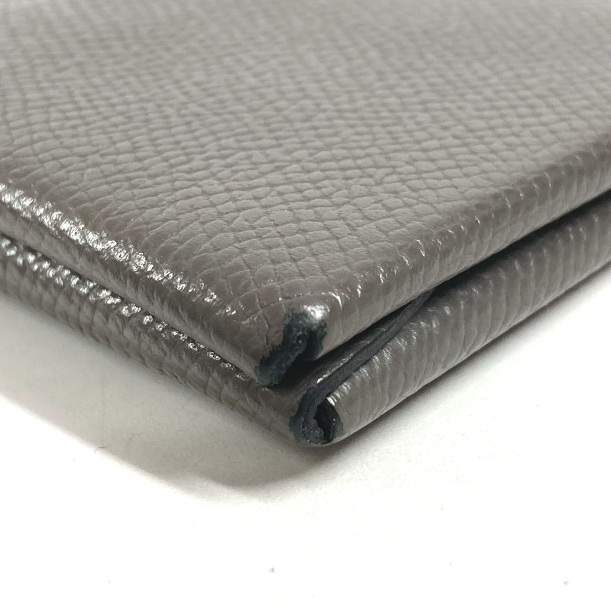 Hermes HERMES Calvi Duo Business Card Case, Pass Coin Purse, Bifold Wallet, Chevre, Men's and Women's, Etain, Gray Size ONE SIZE - 3 Thumbnail