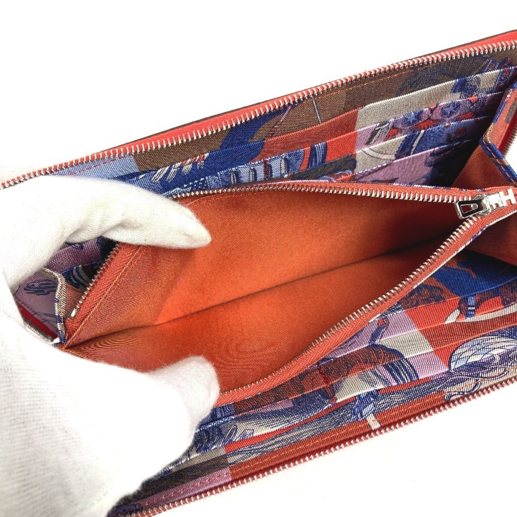 Hermes HERMES Azap Long Silk-in Wallet, Wallet with Round Zipper, Epson, Women's Capucines, Orange Size ONE SIZE - 10 Thumbnail