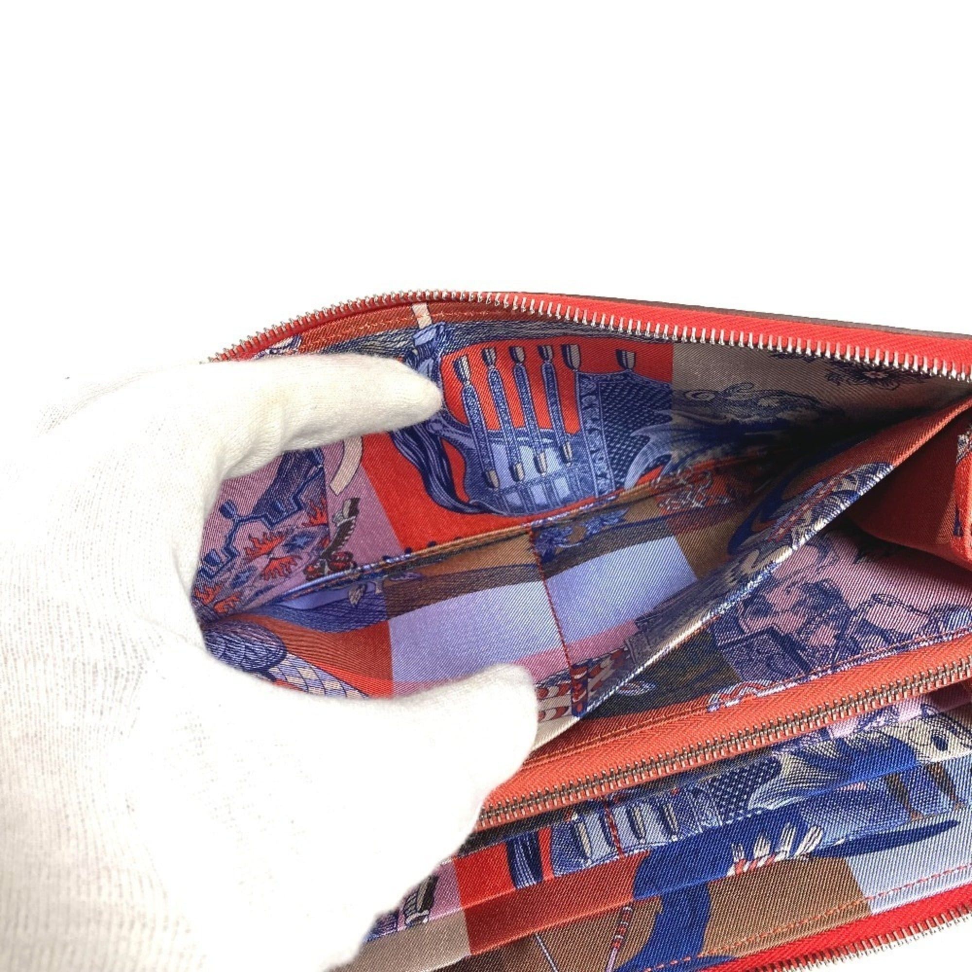 Hermes HERMES Azap Long Silk-in Wallet, Wallet with Round Zipper, Epson, Women's Capucines, Orange Size ONE SIZE - 12 Thumbnail