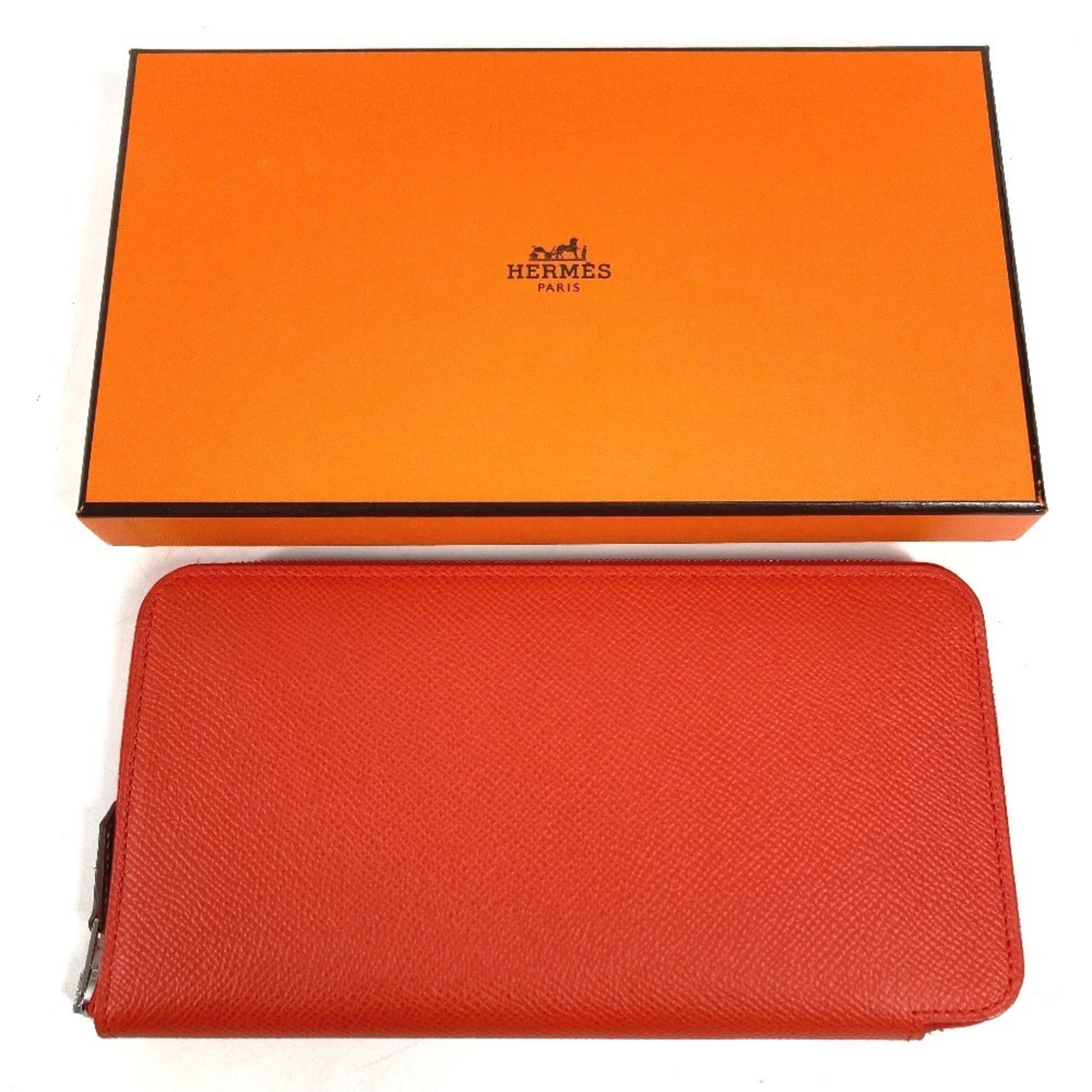 Hermes HERMES Azap Long Silk-in Wallet, Wallet with Round Zipper, Epson, Women's Capucines, Orange Size ONE SIZE - 14 Thumbnail