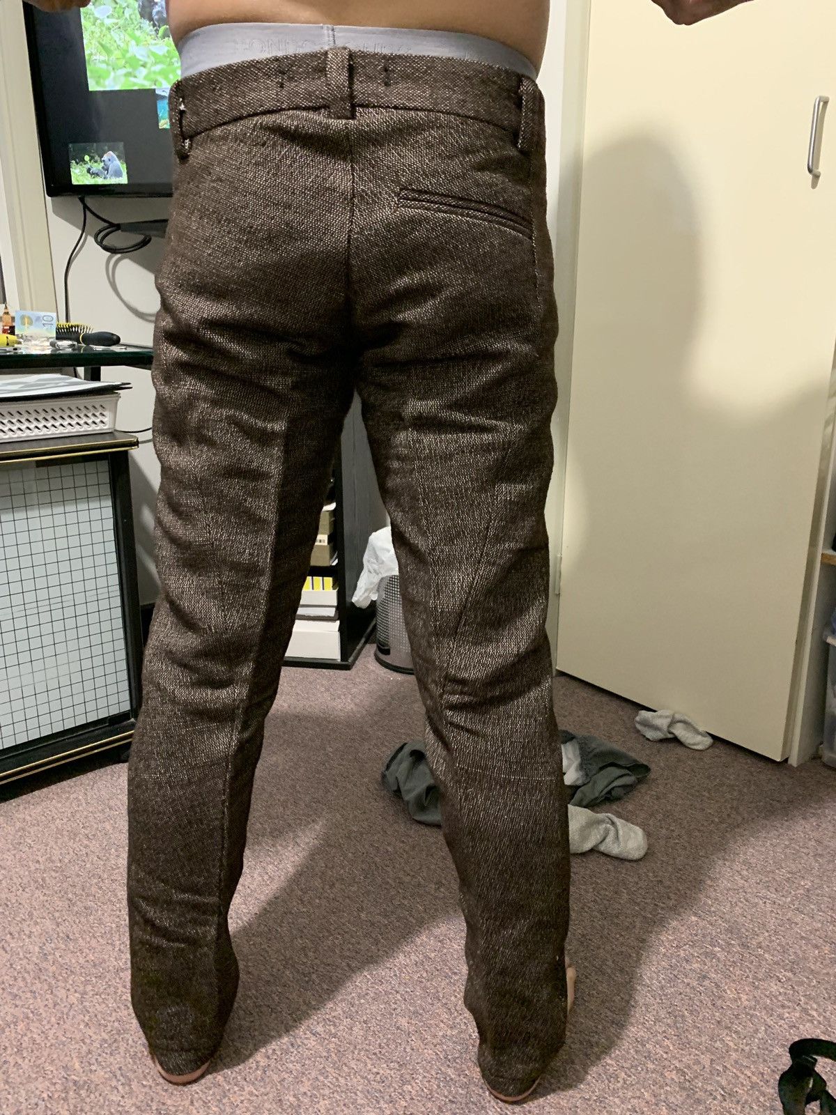 Lentrian Lentrian Brown Wool Trousers – Heavyweight, Cotton Lined Size US 30 / EU 46 - 2 Thumbnail