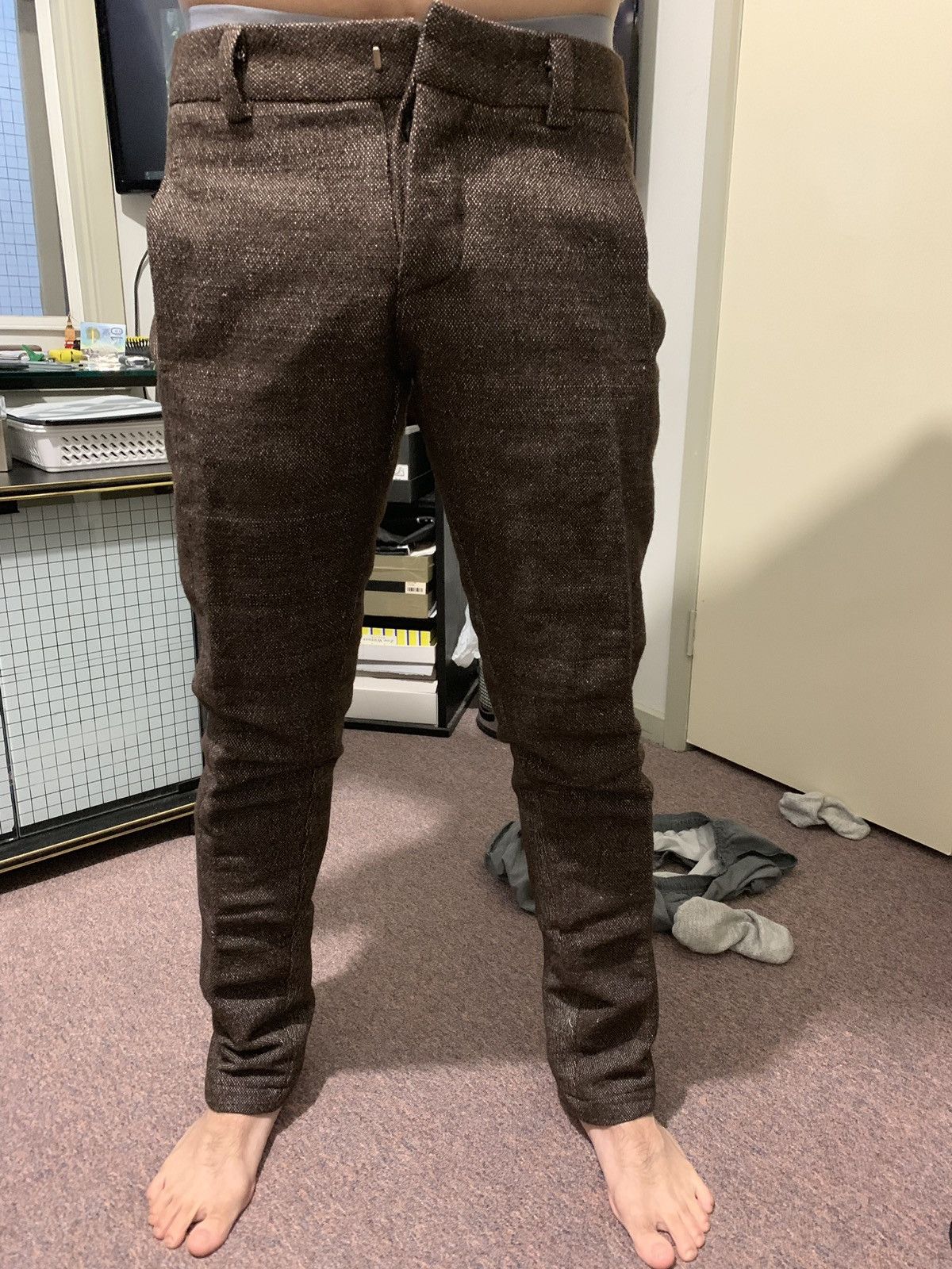 Lentrian Lentrian Brown Wool Trousers – Heavyweight, Cotton Lined Size US 30 / EU 46 - 1 Thumbnail