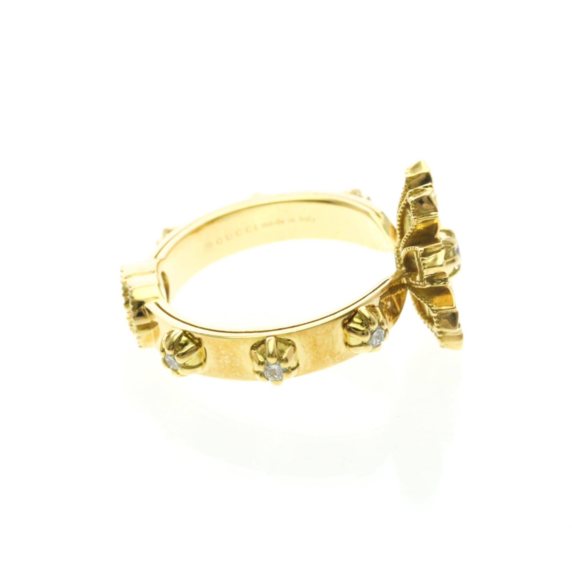 Gucci Gucci Flora Diamond Ring Yellow Gold (18K) Fashion Diamond Band Ring Gold Size ONE SIZE - 5 Thumbnail