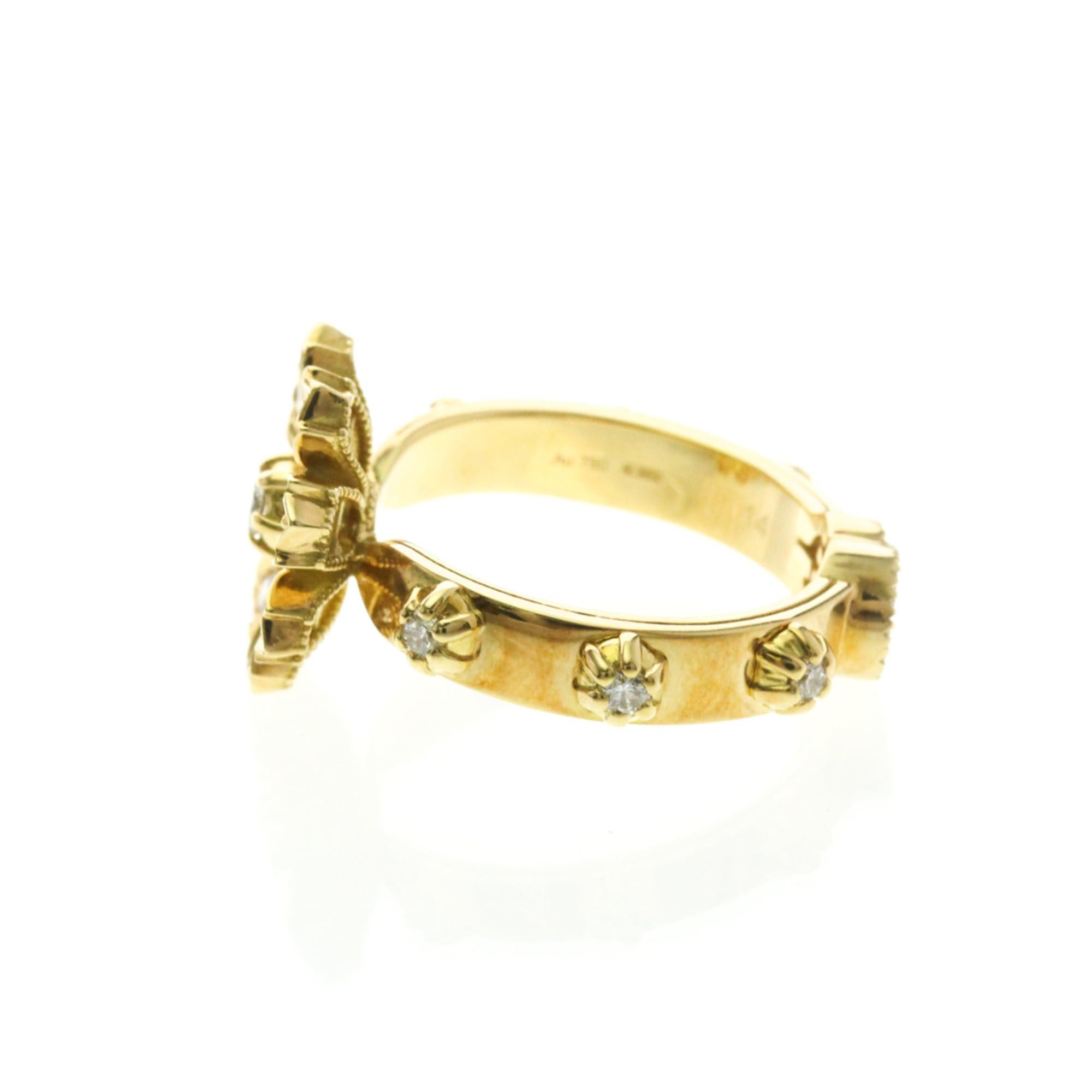 Gucci Gucci Flora Diamond Ring Yellow Gold (18K) Fashion Diamond Band Ring Gold Size ONE SIZE - 3 Thumbnail