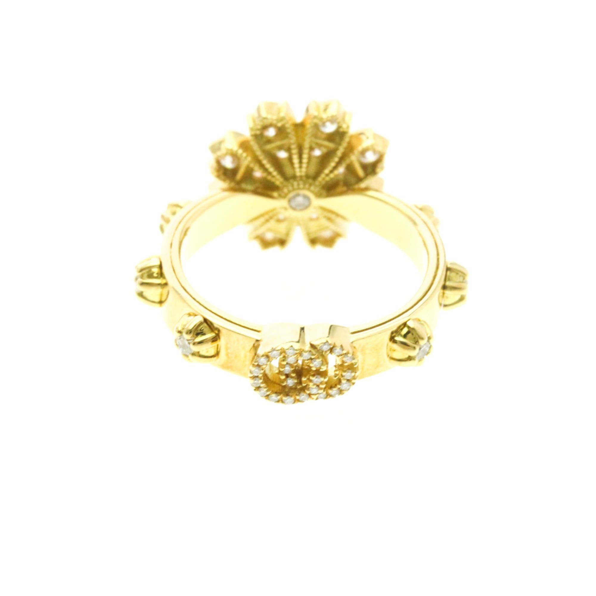 Gucci Gucci Flora Diamond Ring Yellow Gold (18K) Fashion Diamond Band Ring Gold Size ONE SIZE - 4 Thumbnail
