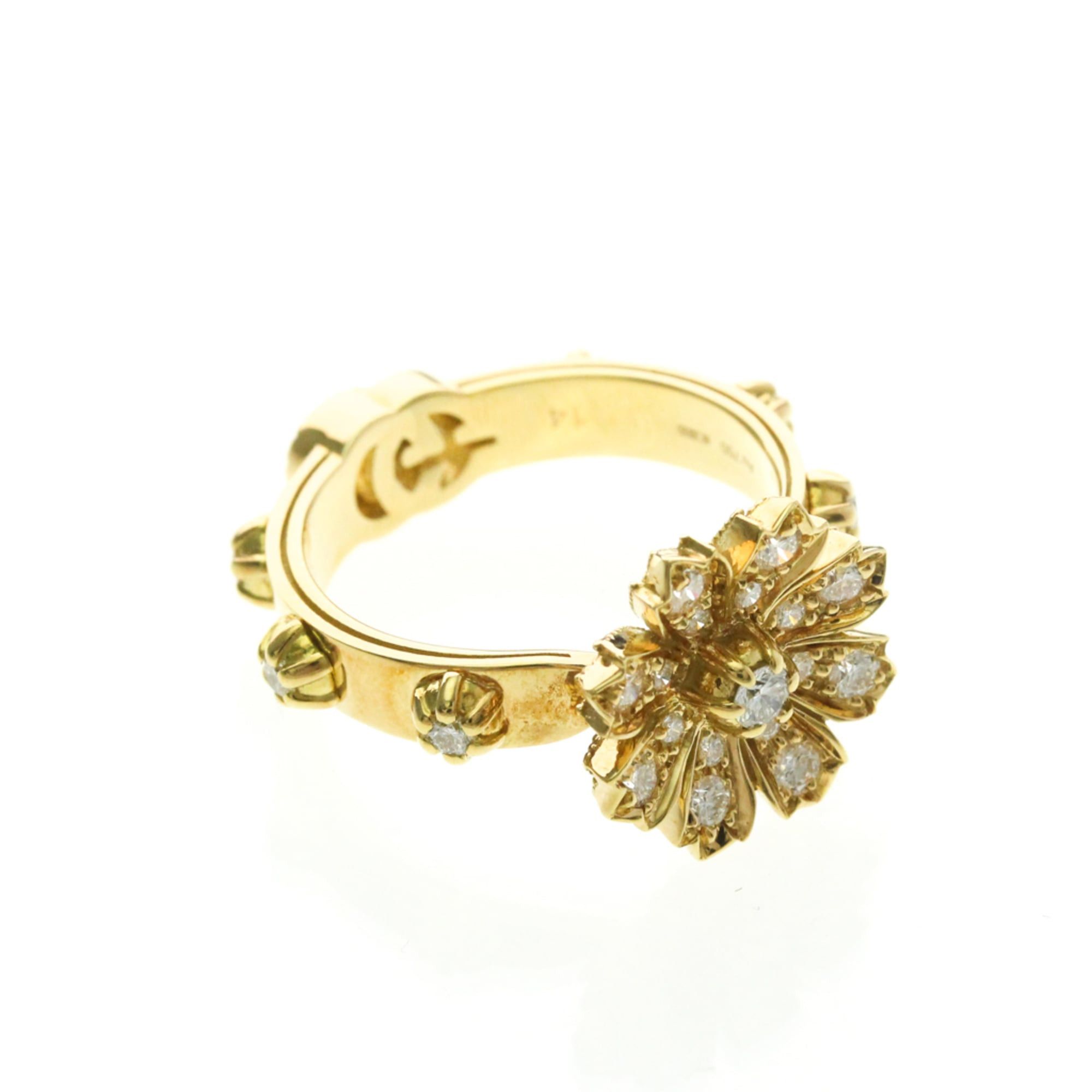 Gucci Gucci Flora Diamond Ring Yellow Gold (18K) Fashion Diamond Band Ring Gold Size ONE SIZE - 2 Thumbnail
