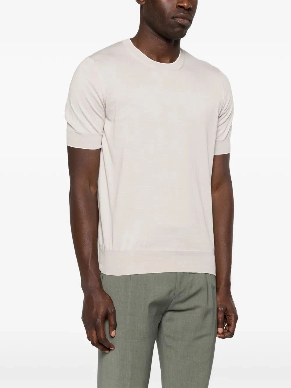 Brunello Cucinelli Cotton Lightweight Knit T-Shirt With Contrast Details Size US L / EU 52-54 / 3 - 4 Thumbnail