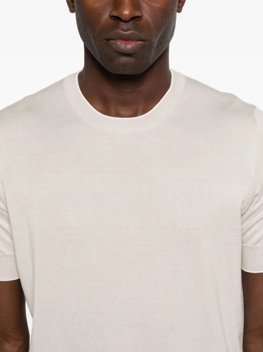 Brunello Cucinelli Cotton Lightweight Knit T-Shirt With Contrast Details Size US XL / EU 56 / 4 - 5 Thumbnail