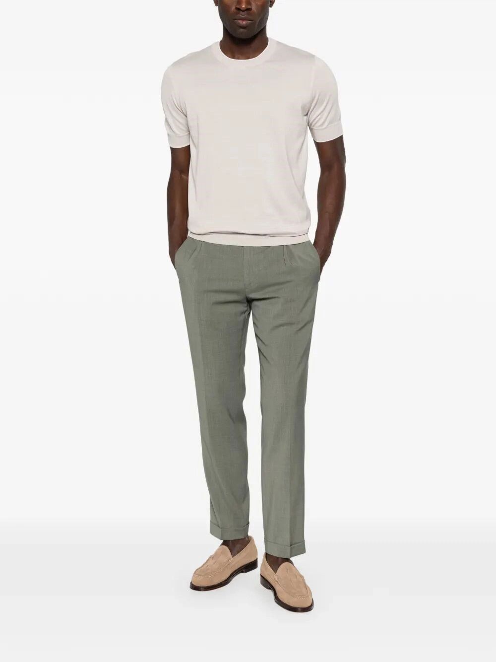 Brunello Cucinelli Cotton Lightweight Knit T-Shirt With Contrast Details Size US XL / EU 56 / 4 - 2 Thumbnail