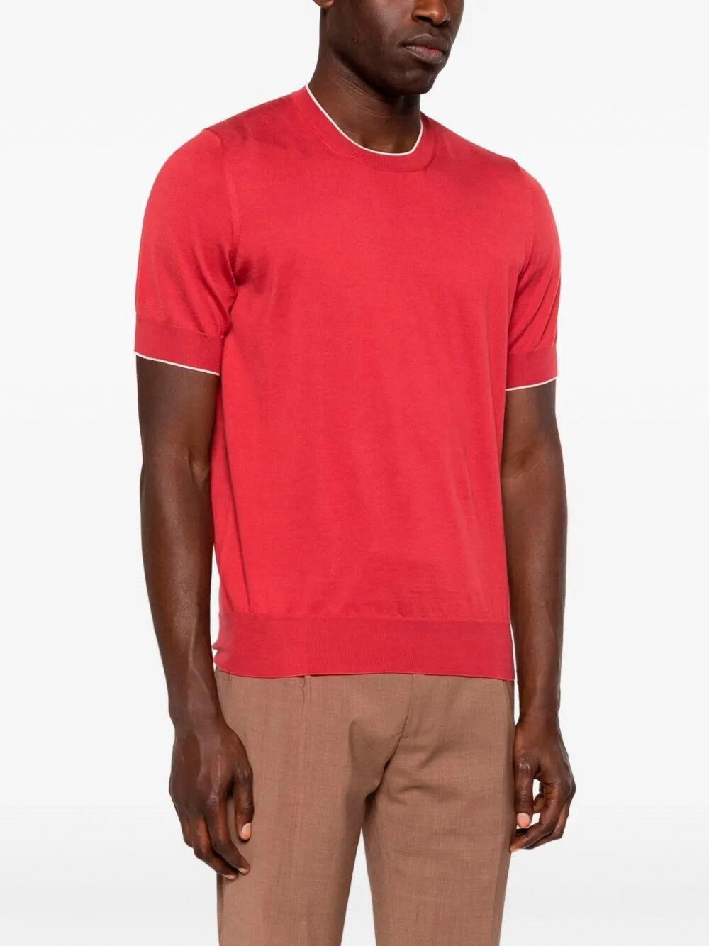Brunello Cucinelli Cotton Lightweight Knit T-Shirt With Contrast Details Size US L / EU 52-54 / 3 - 5 Thumbnail