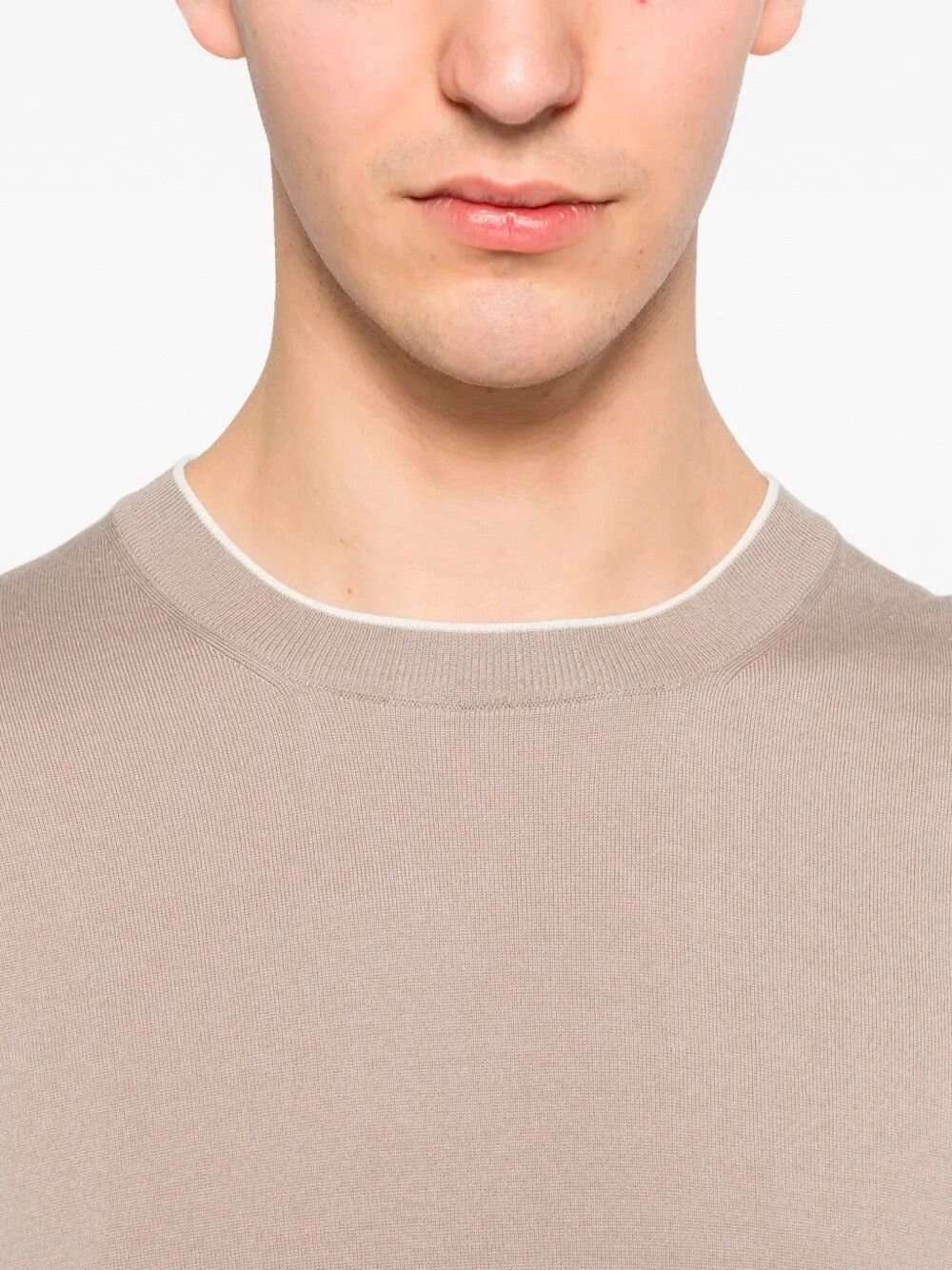Brunello Cucinelli Cotton Lightweight Knit T-Shirt With Contrast Details Size US M / EU 48-50 / 2 - 3 Thumbnail