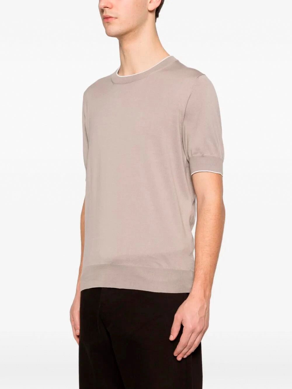 Brunello Cucinelli Cotton Lightweight Knit T-Shirt With Contrast Details Size US M / EU 48-50 / 2 - 4 Thumbnail