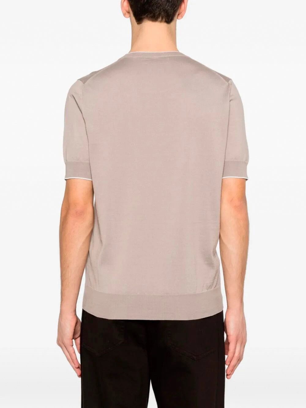 Brunello Cucinelli Cotton Lightweight Knit T-Shirt With Contrast Details Size US L / EU 52-54 / 3 - 5 Thumbnail