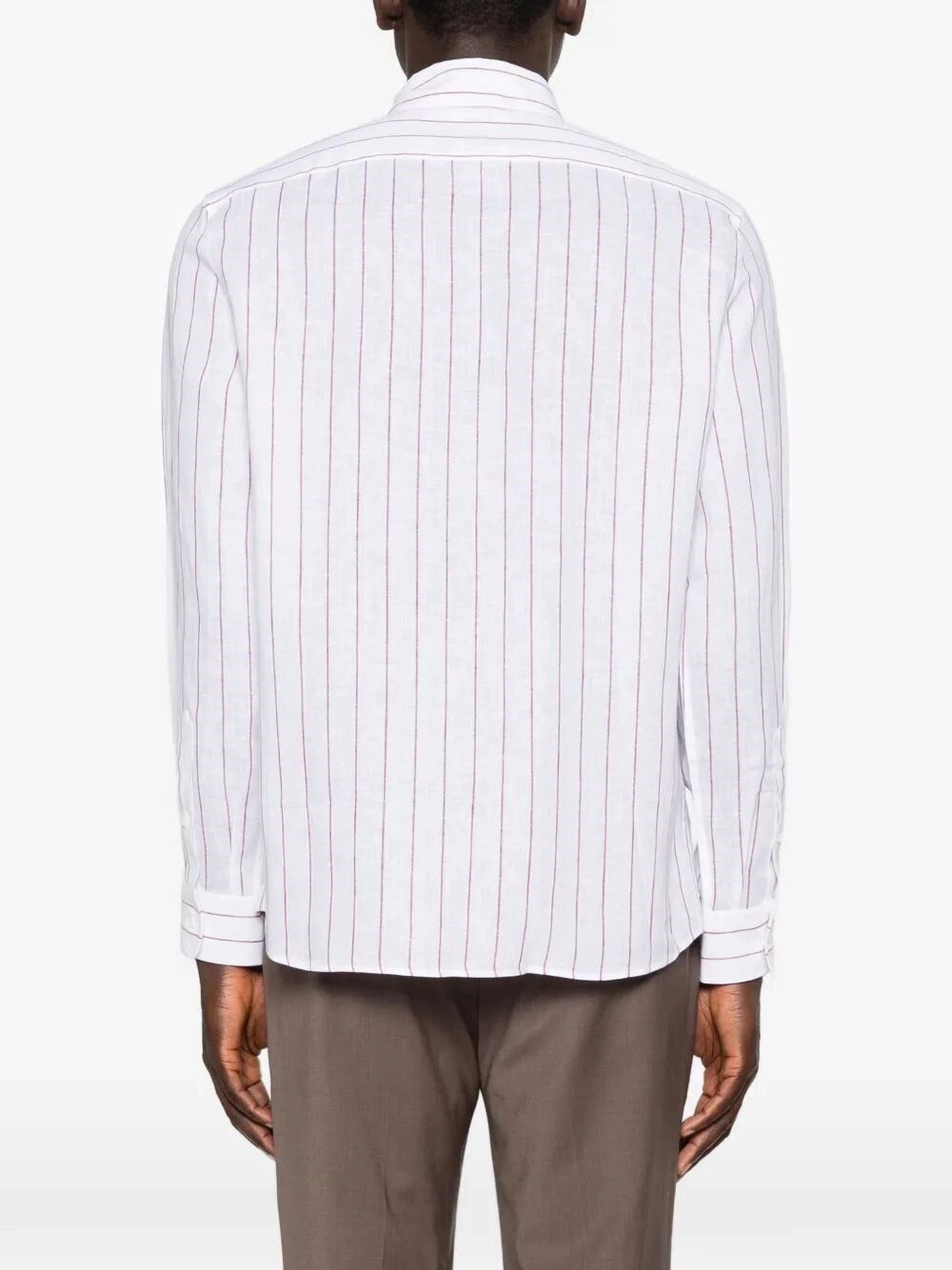 Brunello Cucinelli Stripe Linen Easy Fit Shirt With Spread Collar Size US M / EU 48-50 / 2 - 5 Thumbnail