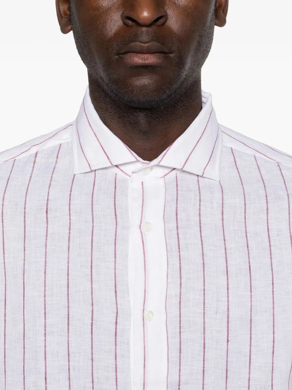 Brunello Cucinelli Stripe Linen Easy Fit Shirt With Spread Collar Size US M / EU 48-50 / 2 - 4 Thumbnail