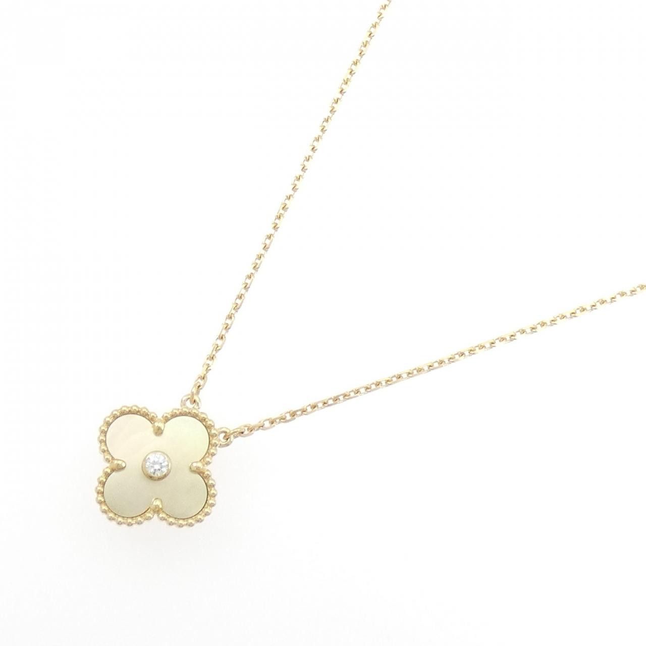 Van Cleef & Arpels Van Cleef & Arpels Van Cleef & Arpels Vintage Alhambra 750 Yellow Gold Mother of Pearl Diamond Necklace Precious Metal Necklace VCARP2R700 DUTY FREE for USA Size ONE SIZE - 2 Thumbnail