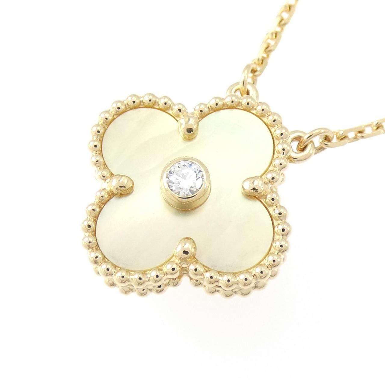 Van Cleef & Arpels Van Cleef & Arpels Van Cleef & Arpels Vintage Alhambra 750 Yellow Gold Mother of Pearl Diamond Necklace Precious Metal Necklace VCARP2R700 DUTY FREE for USA Size ONE SIZE - 3 Thumbnail