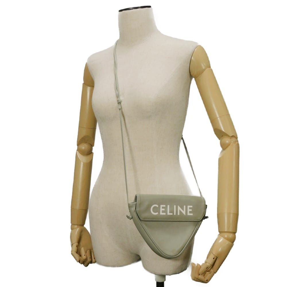 Celine Celine CELINE Logo Print Triangle Bag Smooth Calfskin Shoulder Bag Leather Shoulder Bag 195903DCS.10PG DUTY FREE for USA Size ONE SIZE - 2 Thumbnail