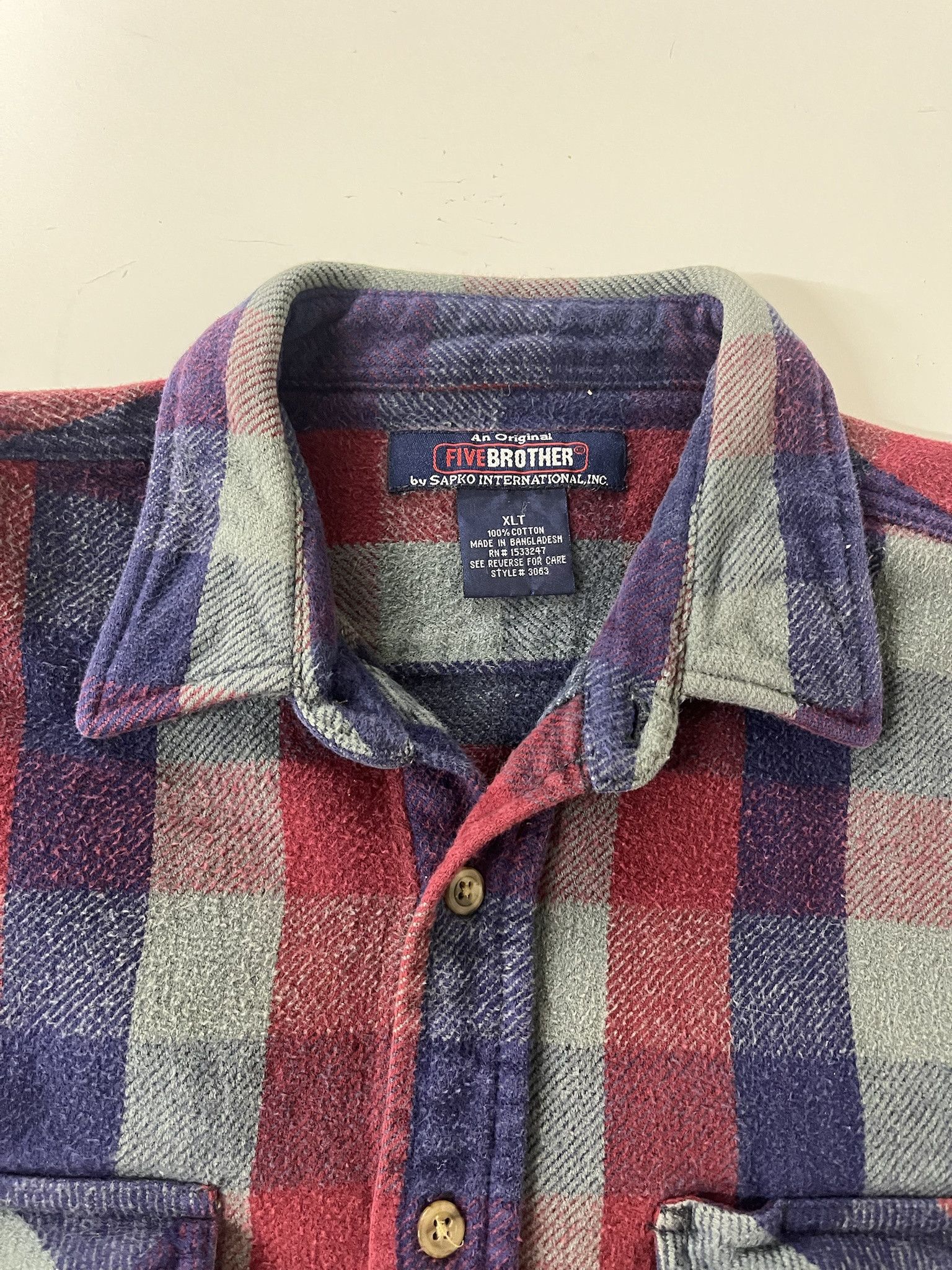 FiveBrother × Flannel × Vintage Vintage 1990s Five Brother Thick Flannel Size XL Tall Size US XL / EU 56 / 4 - 2 Thumbnail
