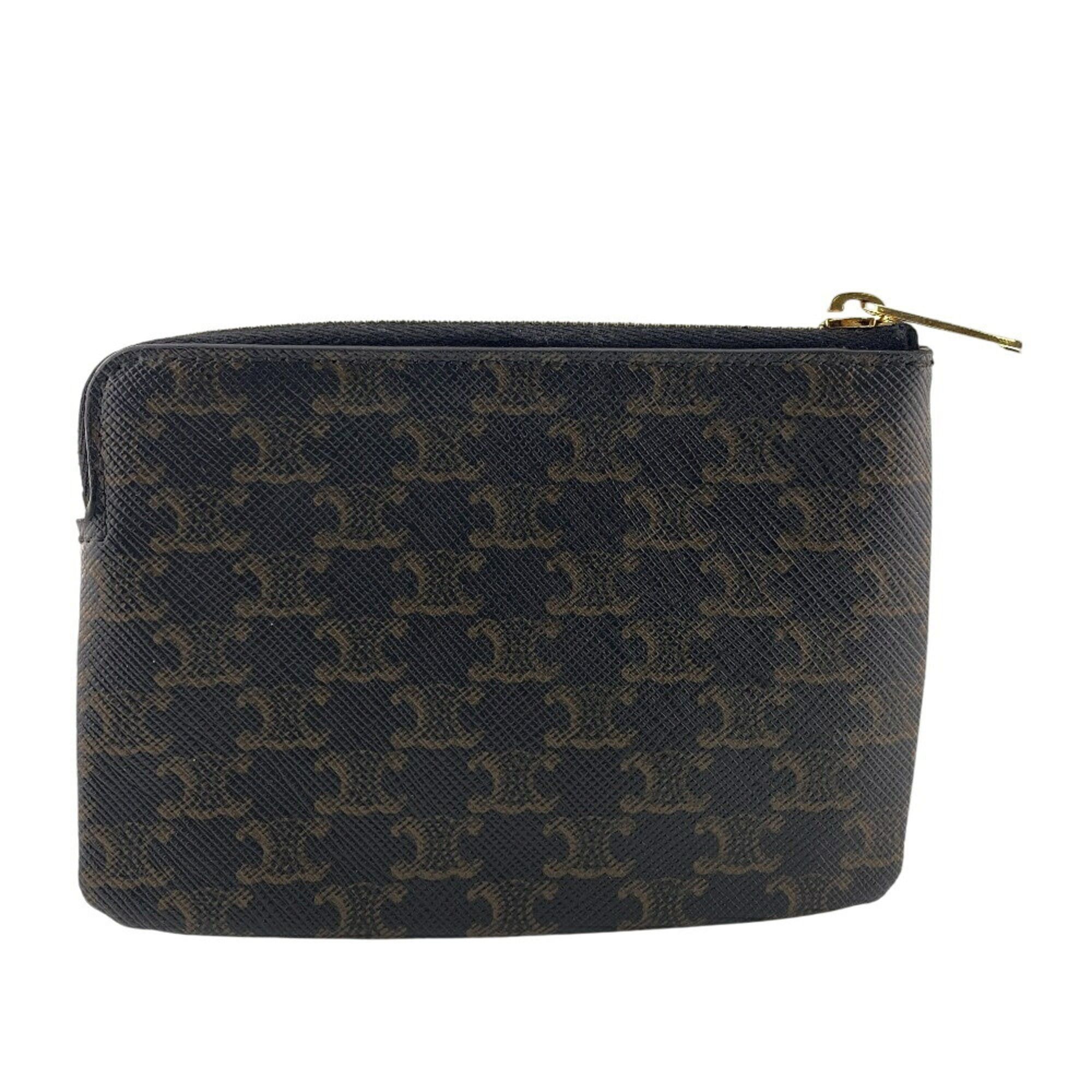 Celine CELINE Triomphe Coin Purse, Card Holder, Wallet, Brown Size ONE SIZE - 2 Thumbnail