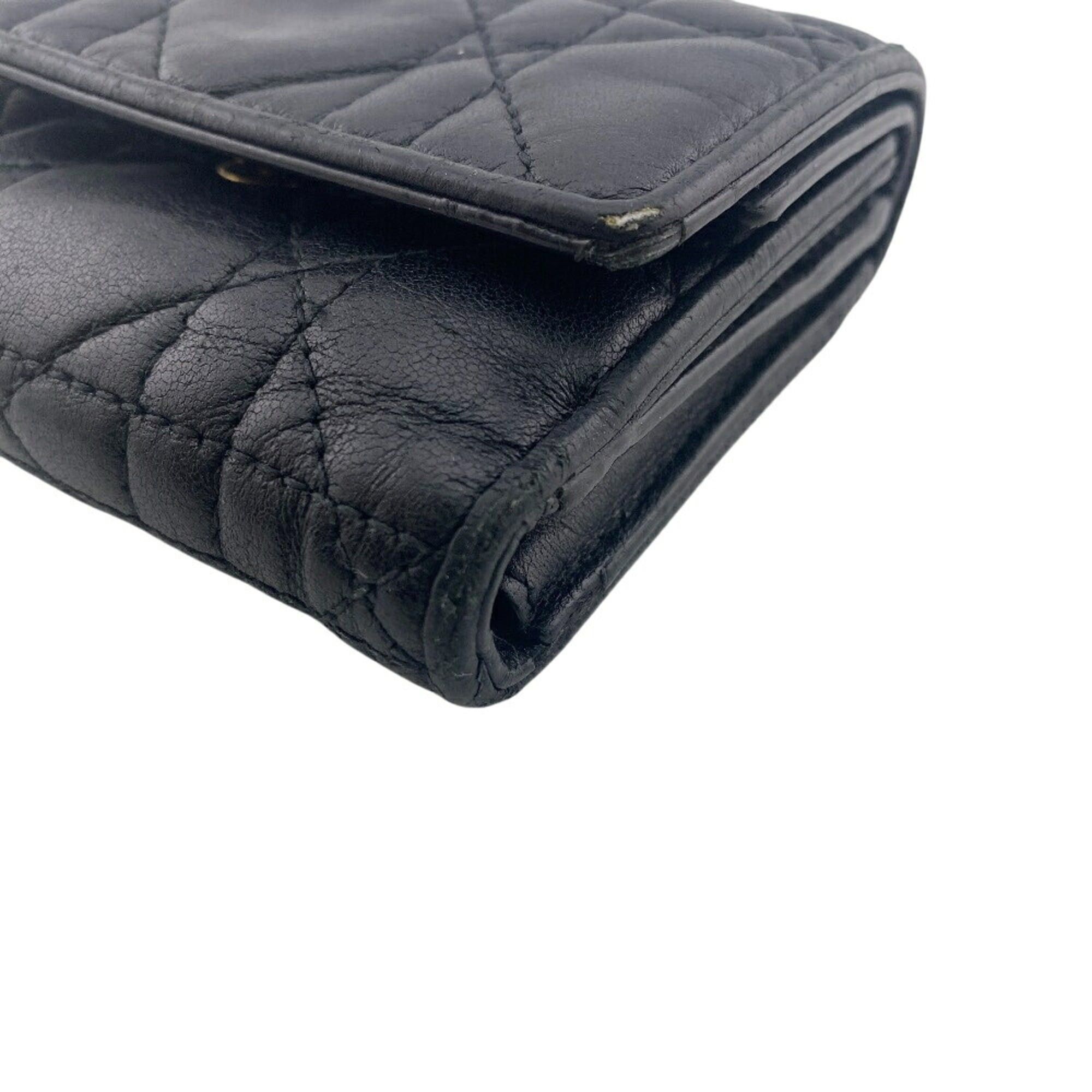 Dior Christian Dior Dior Lady Compact Wallet Cannage Tri-fold Black Women's Size ONE SIZE - 4 Thumbnail