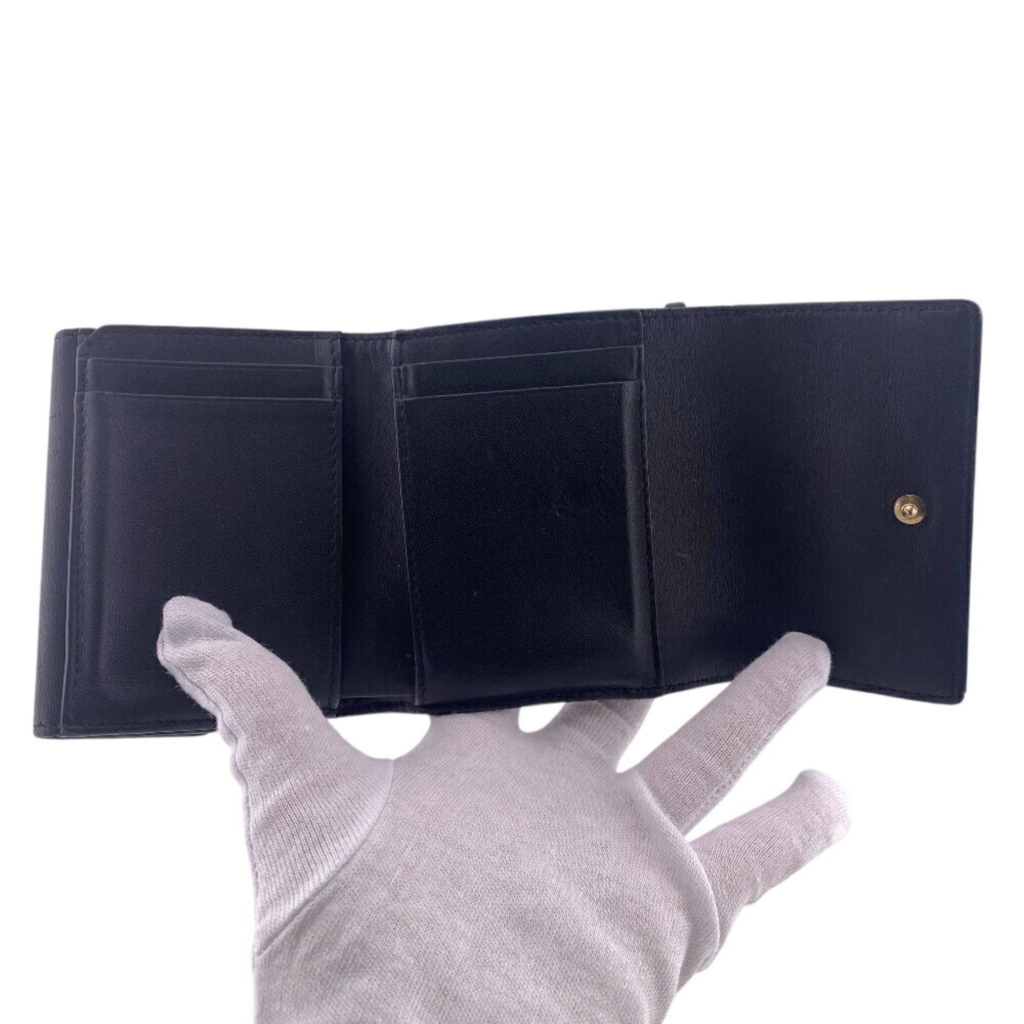 Dior Christian Dior Dior Lady Compact Wallet Cannage Tri-fold Black Women's Size ONE SIZE - 7 Thumbnail