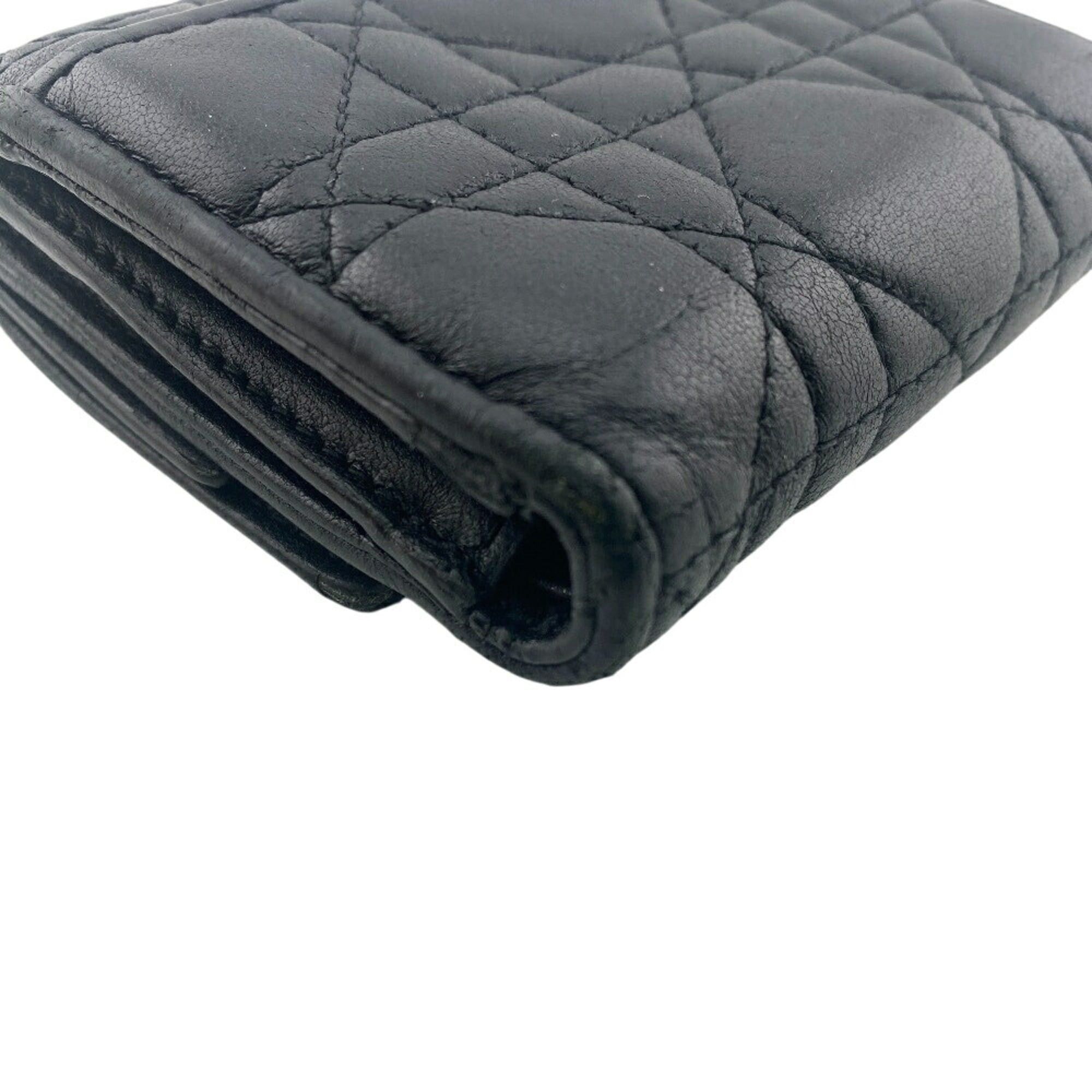 Dior Christian Dior Dior Lady Compact Wallet Cannage Tri-fold Black Women's Size ONE SIZE - 5 Thumbnail