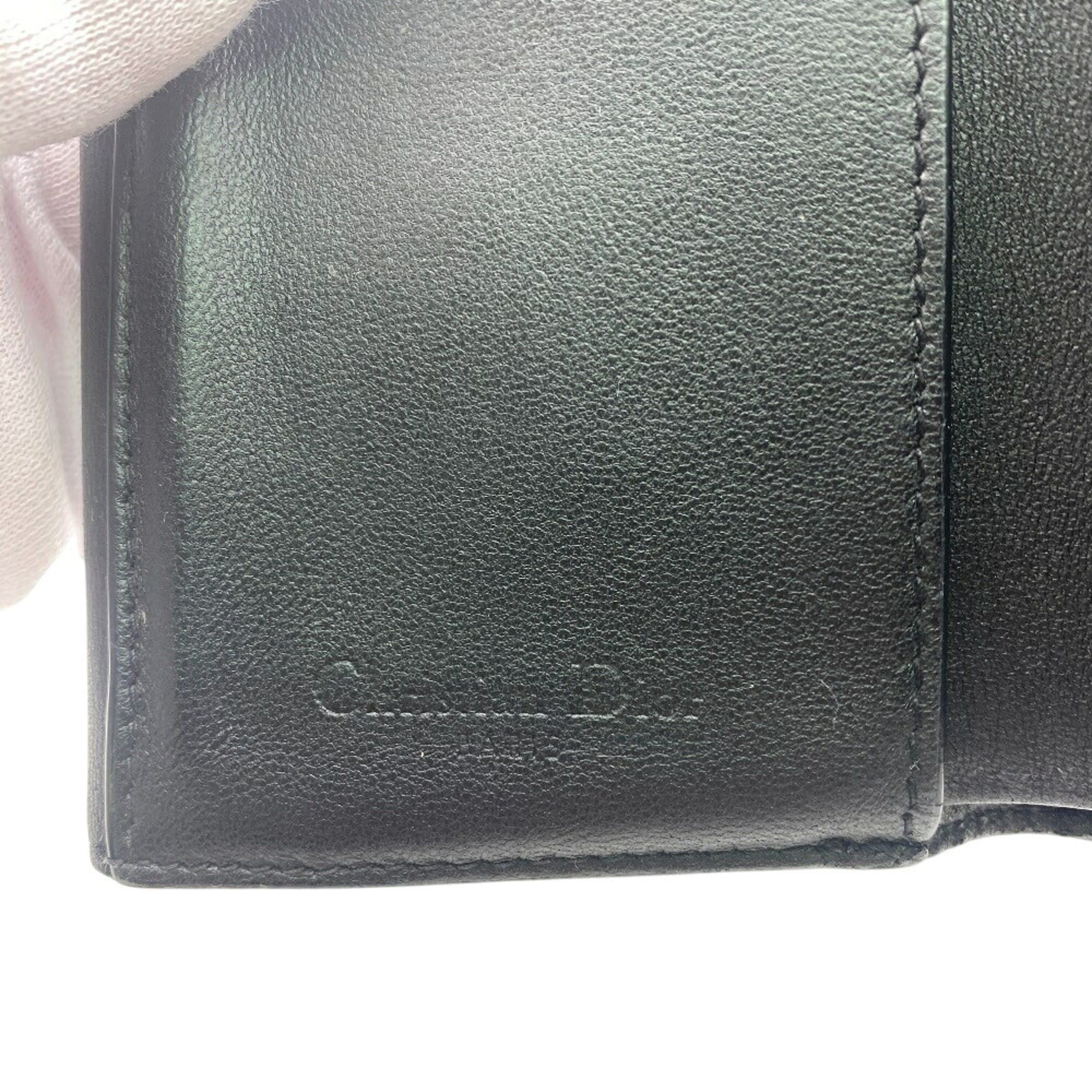 Dior Christian Dior Dior Lady Compact Wallet Cannage Tri-fold Black Women's Size ONE SIZE - 14 Thumbnail