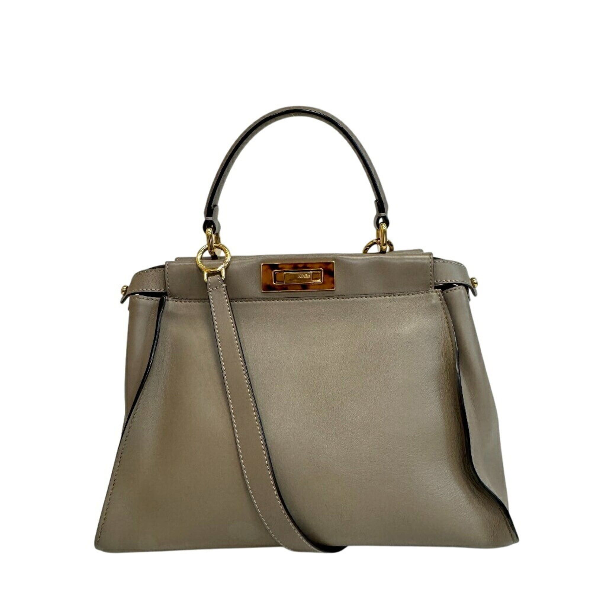 Fendi FENDI 8BN290 Peekaboo Regular Shoulder Bag/Handbag, Gray Size ONE SIZE - 2 Thumbnail