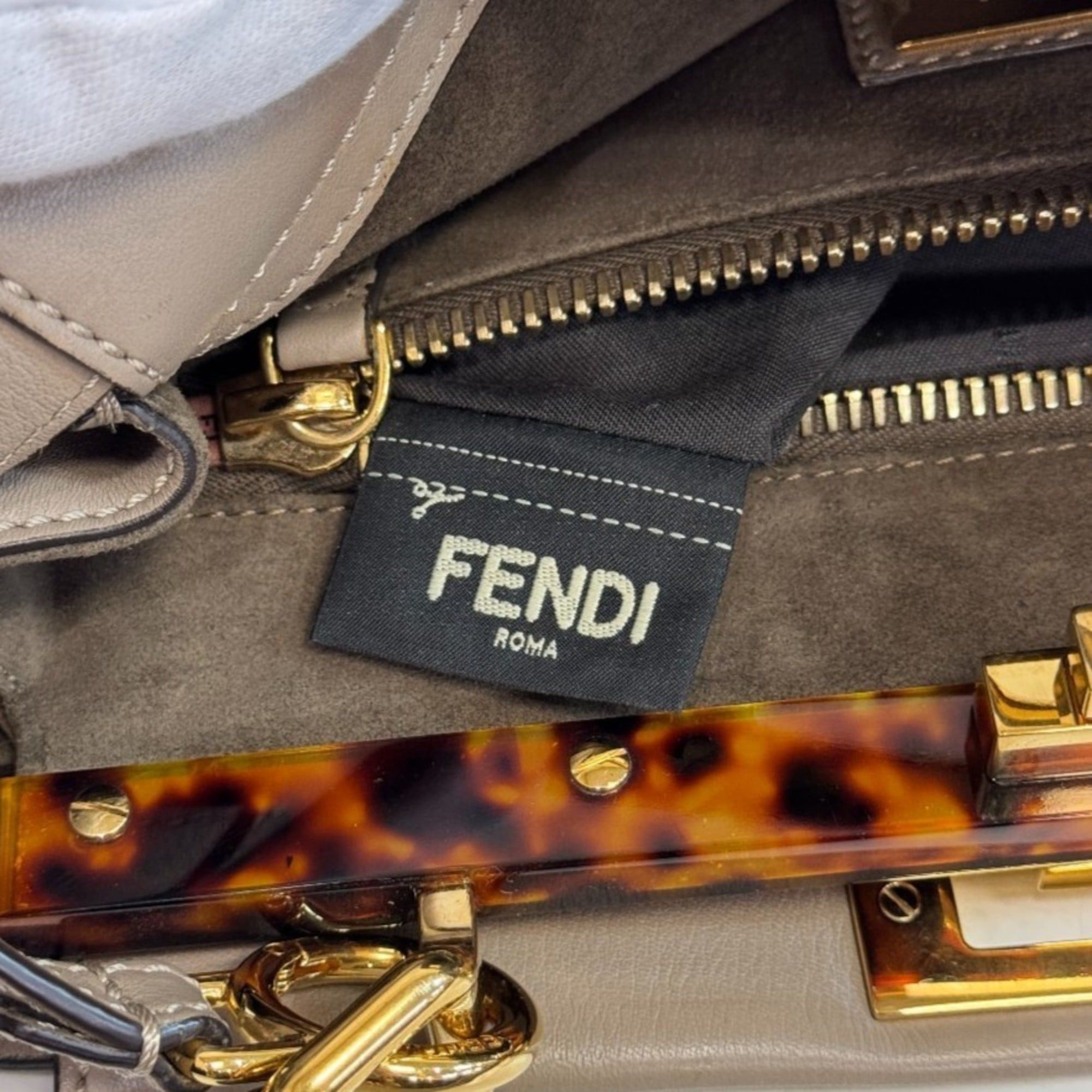 Fendi FENDI 8BN290 Peekaboo Regular Shoulder Bag/Handbag, Gray Size ONE SIZE - 12 Thumbnail