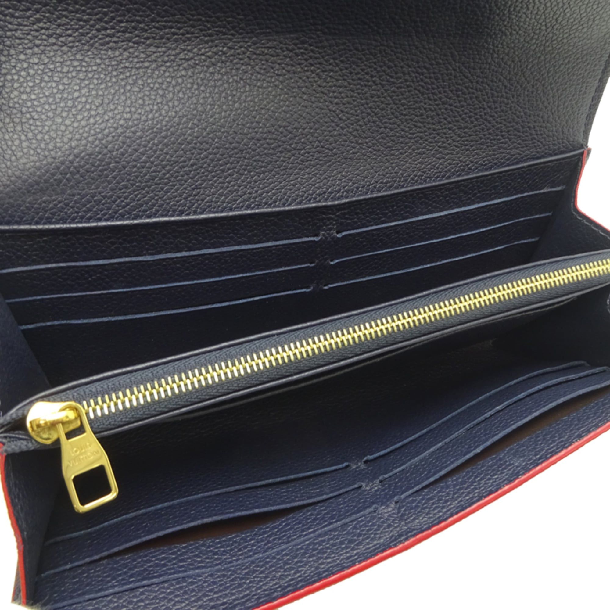 Louis Vuitton Louis Vuitton Portefeuille Sarah (Faulty Button) Women's Long Wallet M62125 (Discontinued) Monogram Empreinte Marine Rouge (Navy Red) Size ONE SIZE - 5 Thumbnail